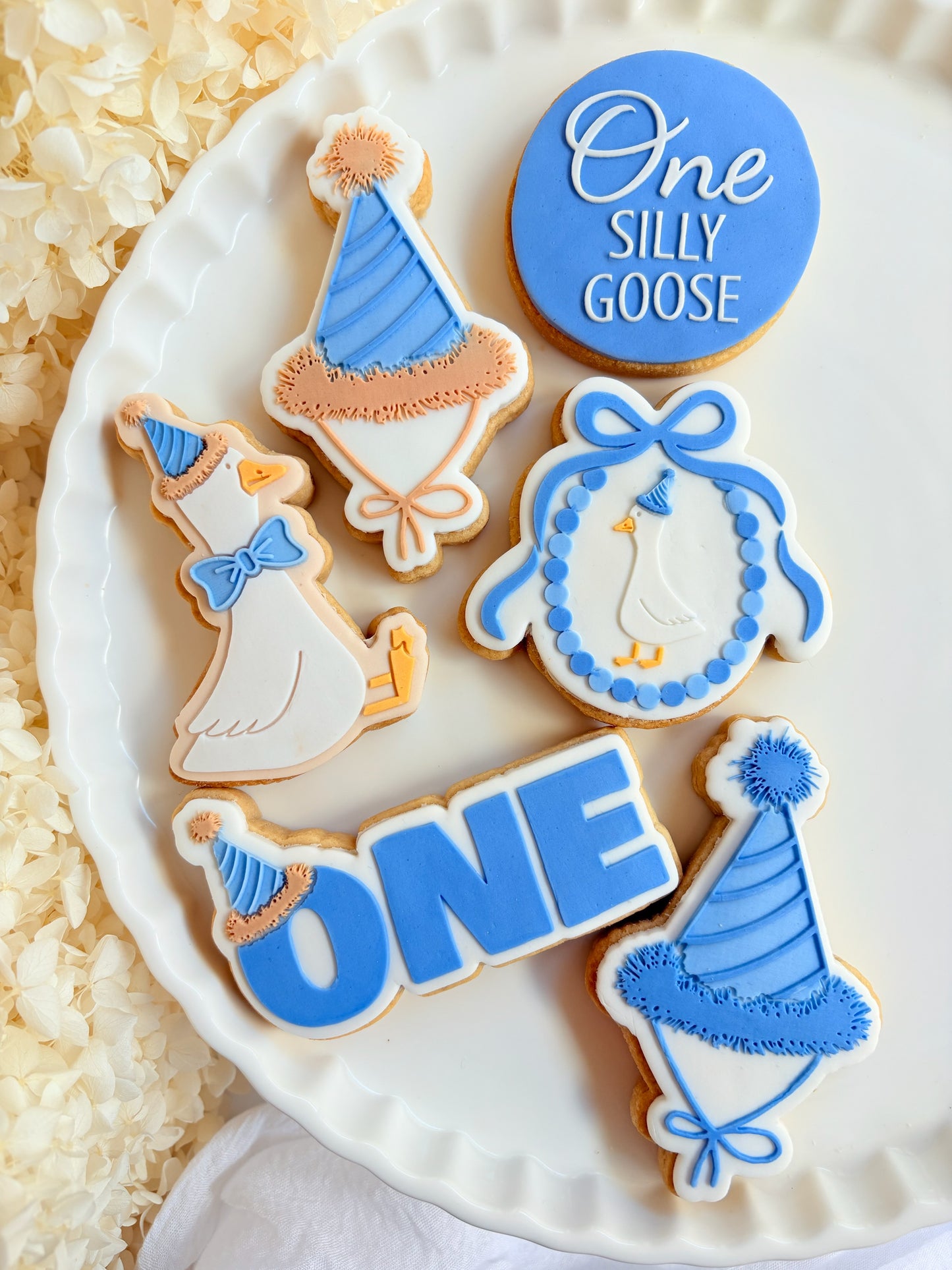 silly goose on the loose one silly goose balloon birthday one geese party hat country vintage bow first birthday fondant cookies stamps stampandimpress