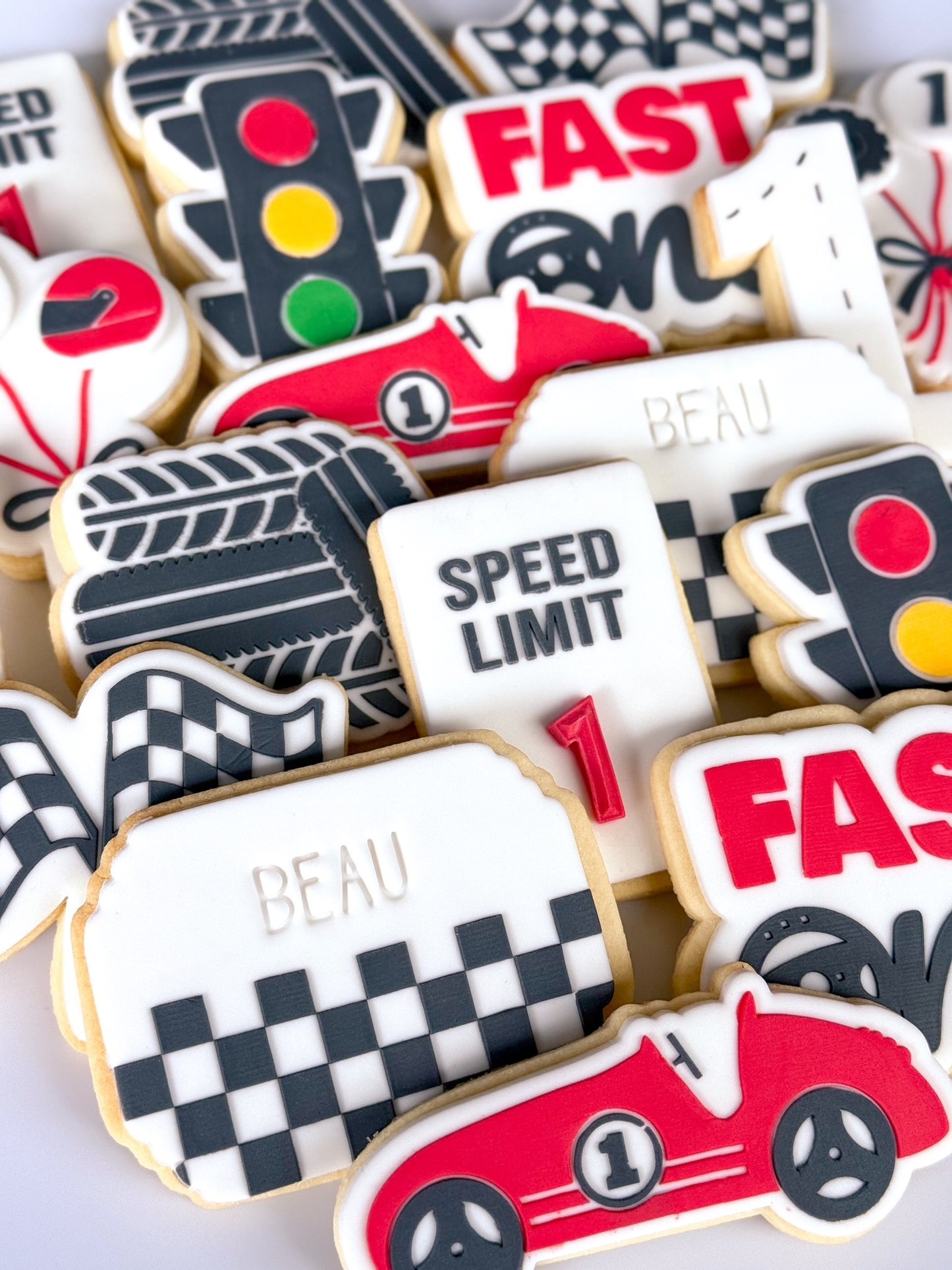 fast one two fast tyre stack race car racing flags traffic light cookie stamp cookie cutter stampandimpress speed limit