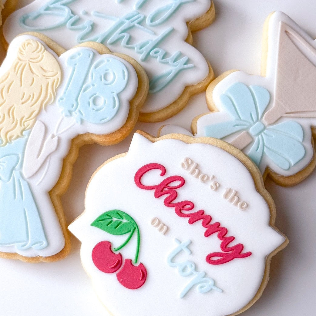 shes the cherry on top happy birthday 18 eighteen cookie stamp cookie cutter stampandimpress