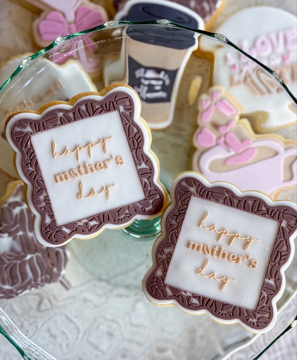 Frame with Coffee Beans - Happy Mother's Day Raised Cookie Stamp/Fondant Debosser & Cutter