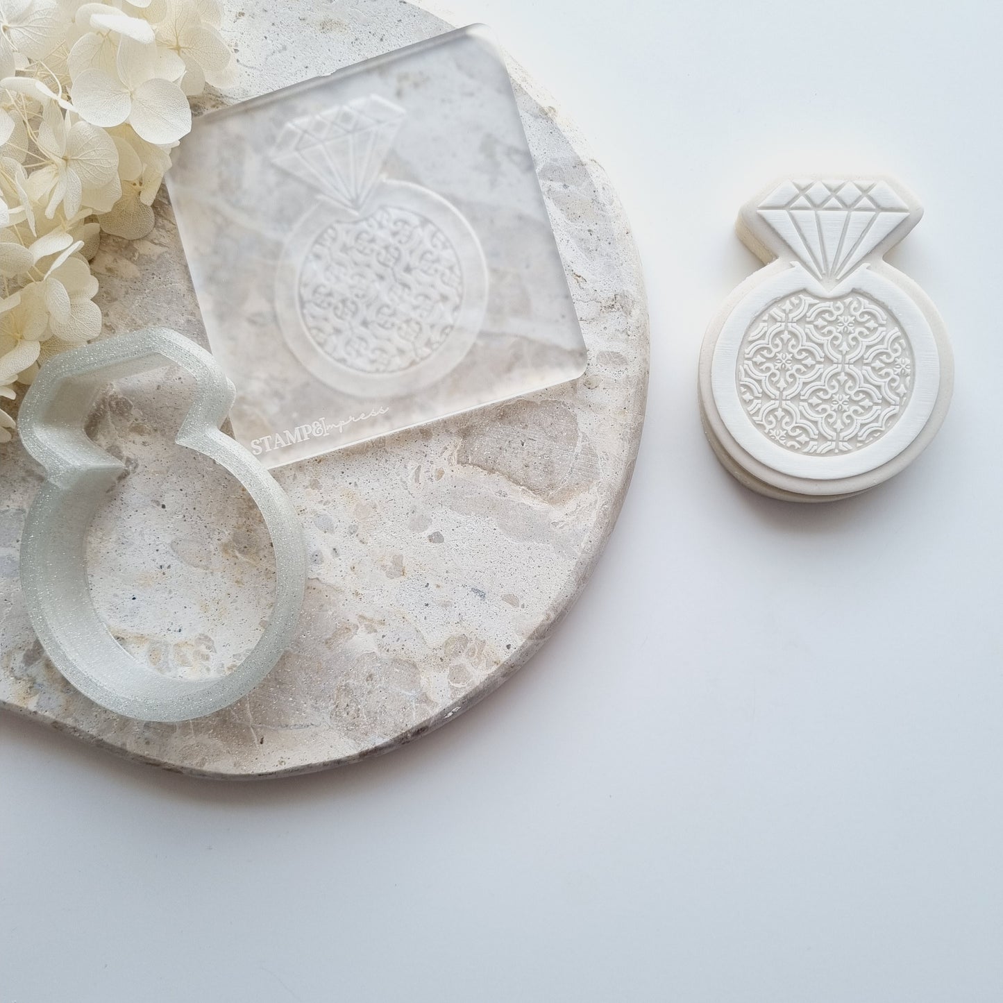 Mediterranean pattern ring stampandimpress cookie stamp cookie cutter wedding engagement amalfi greek