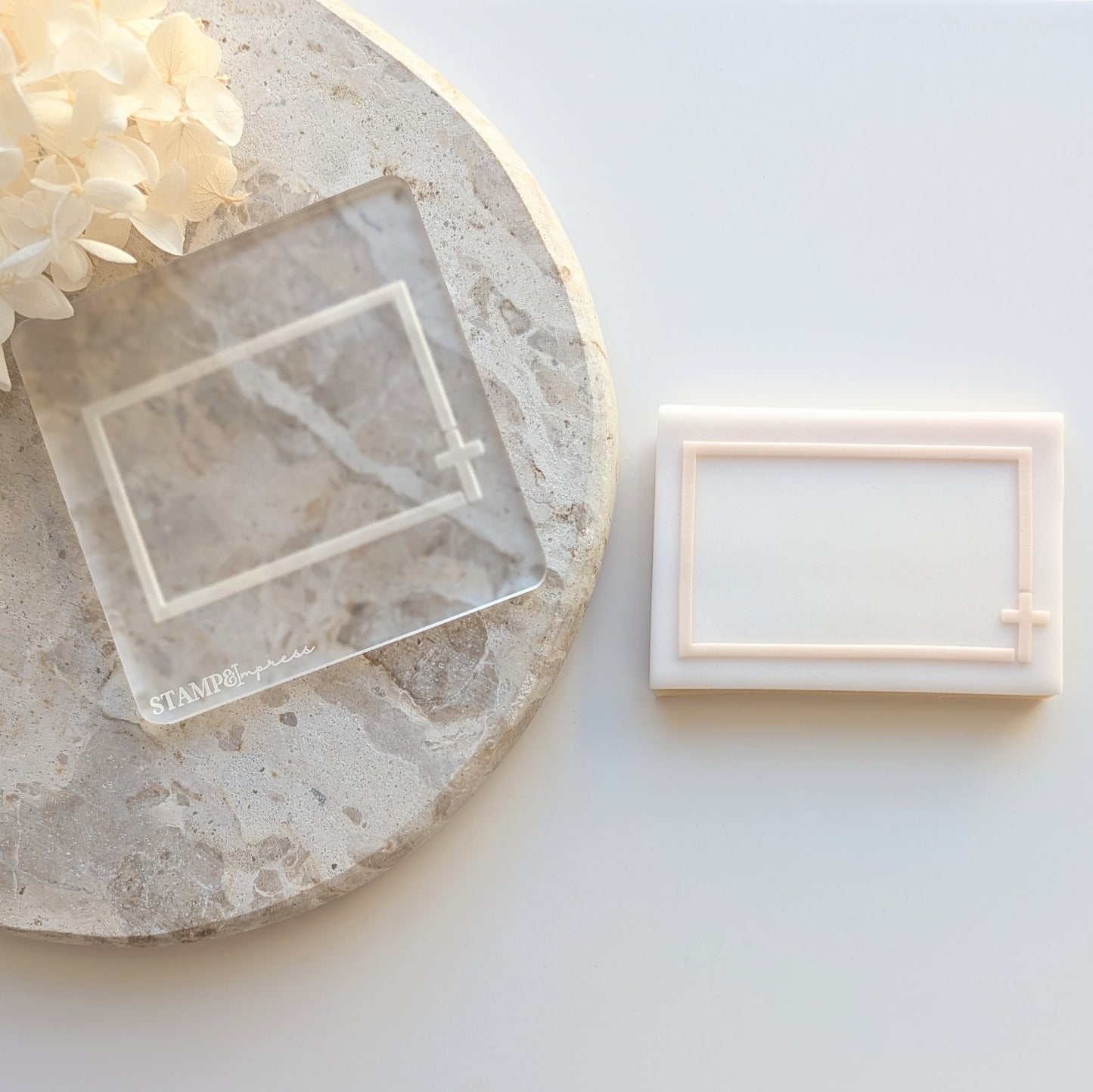 Cross Rectangle Raised Cookie Stamp/Debosser