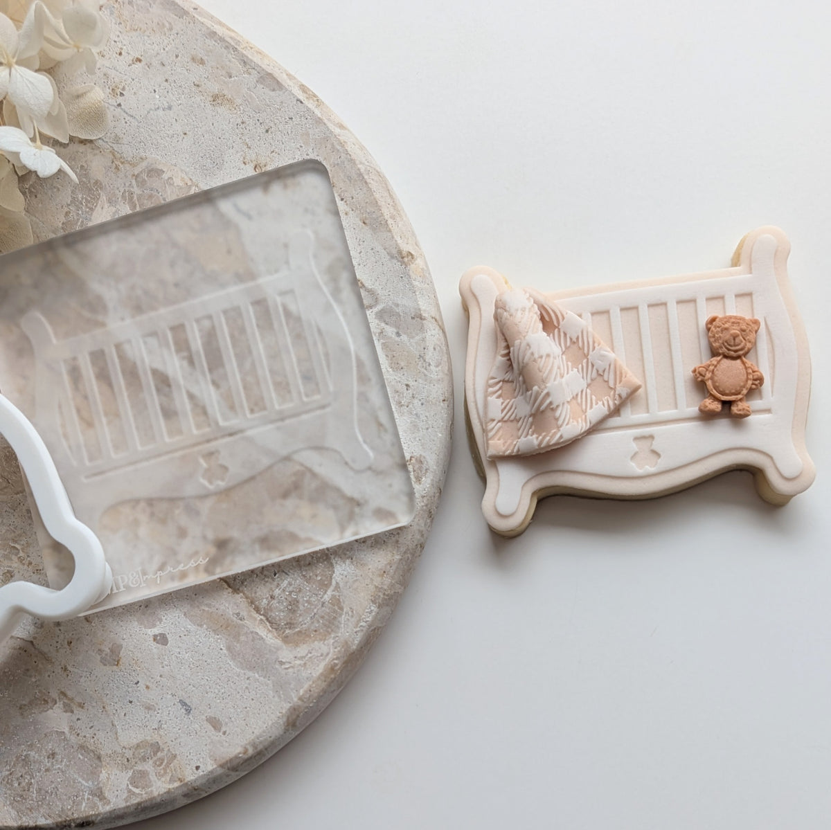 Baby Crib Raised Cookie Stamp/Fondant Debosser & Cutter