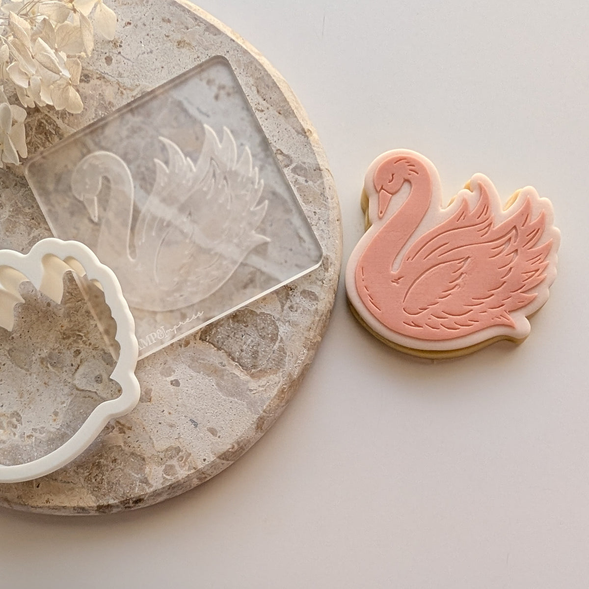 swan cookie stamp fondant cookie cutter pretty swan wedding baby shower stampandimpress