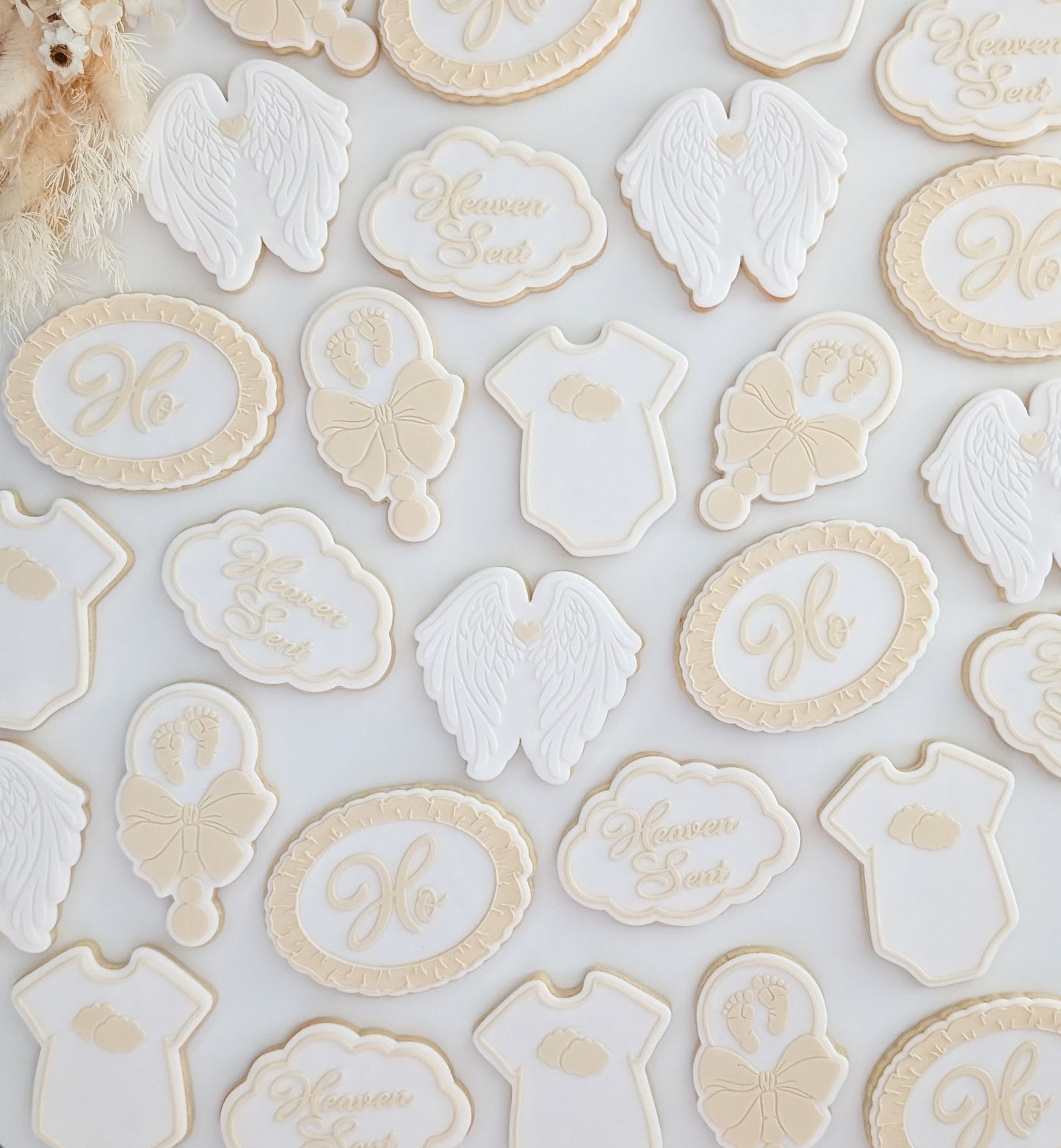 angel wings baby rattle onesie cloud heaven sent baby shower cookie stamp cookie cutter stampandimpress