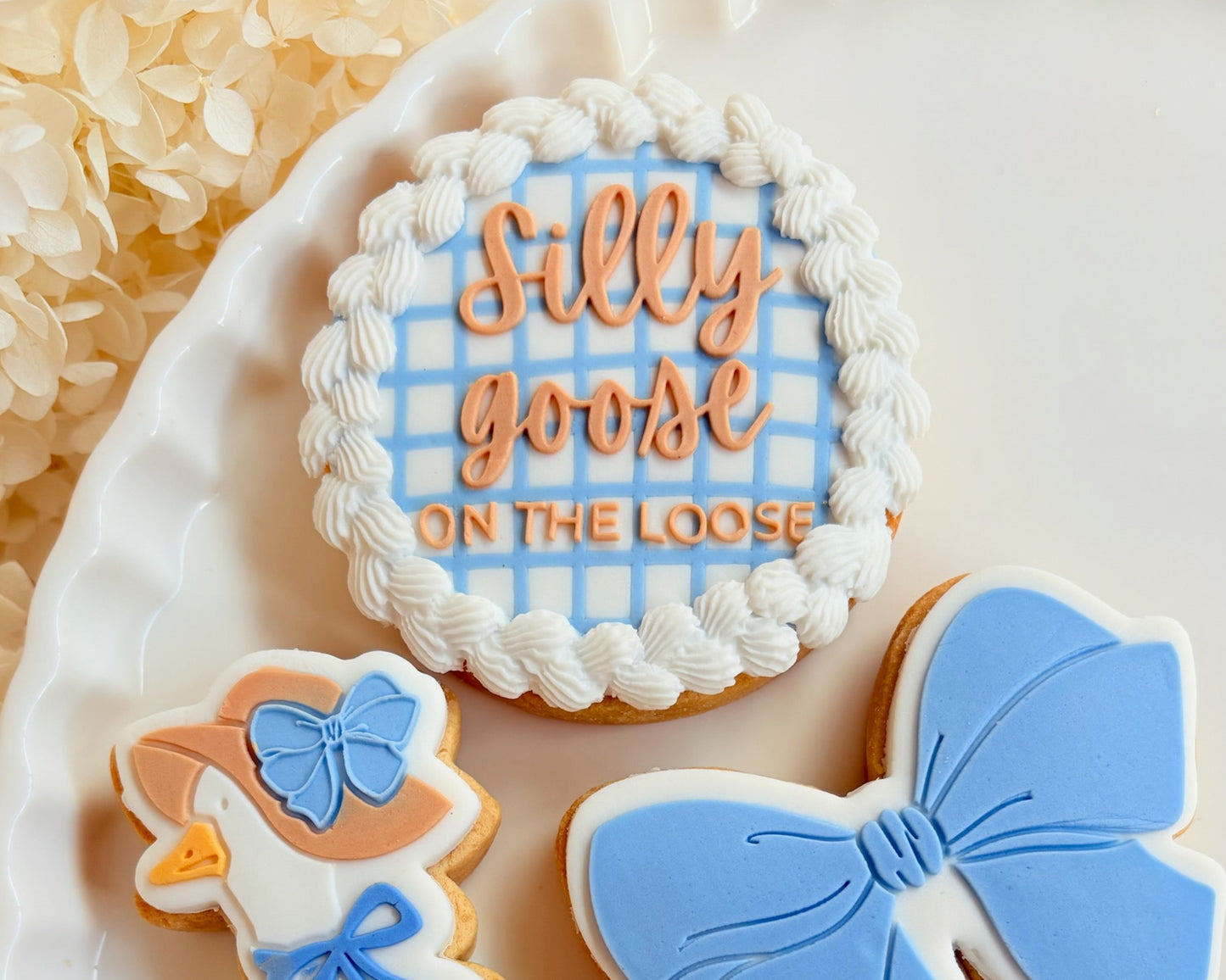silly goose on the loose one silly goose balloon birthday one geese party hat country vintage bow first birthday fondant cookies cookie stamp cookie cutter stampandimpress