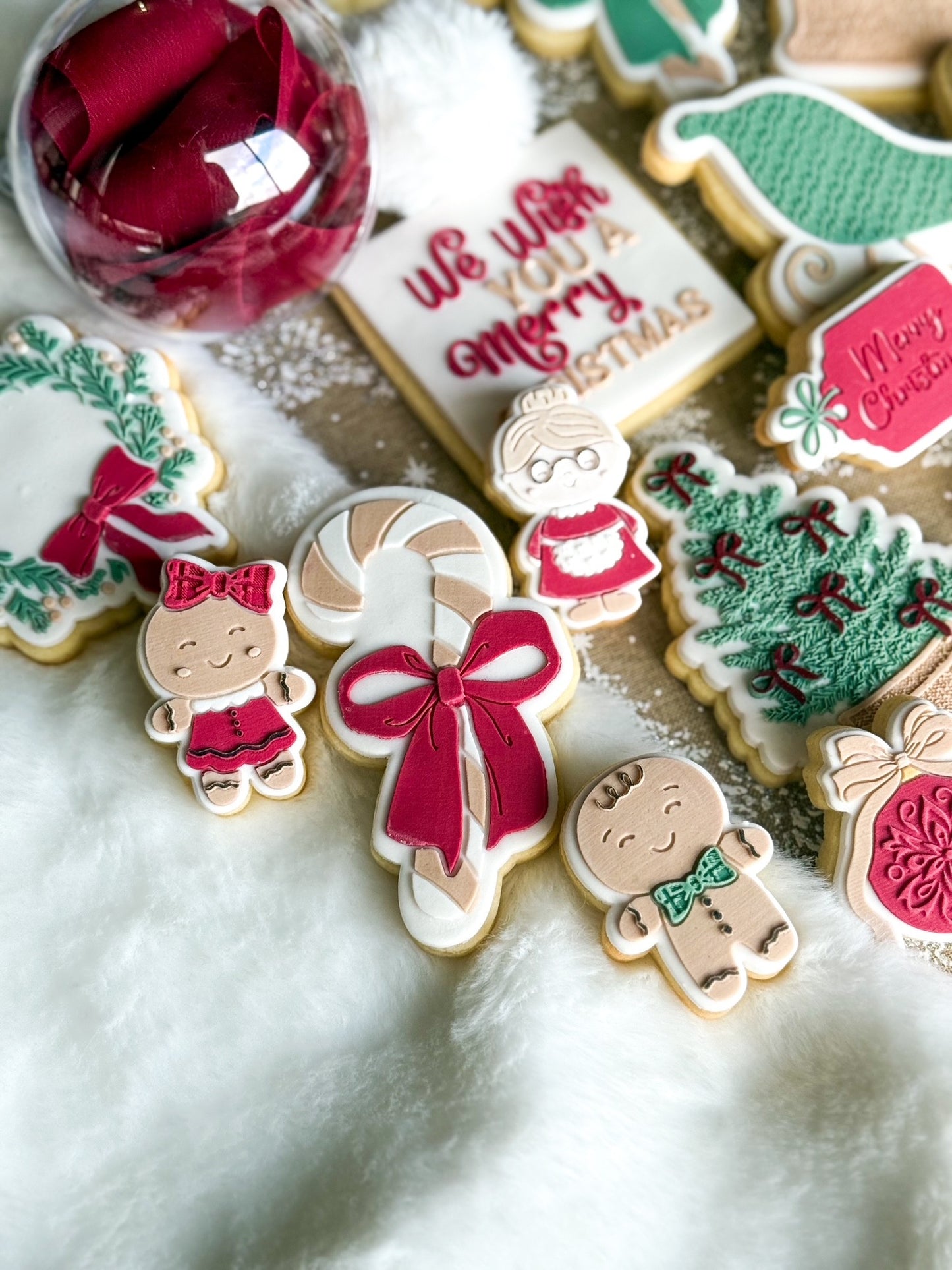 Candy Cane with Bow Raised Cookie Stamp/Debosser & Cutter