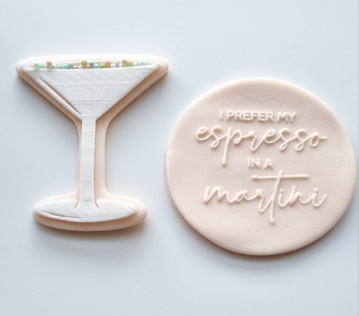 Martini Glass Raised Cookie Stamp/Fondant Debosser & Cutter