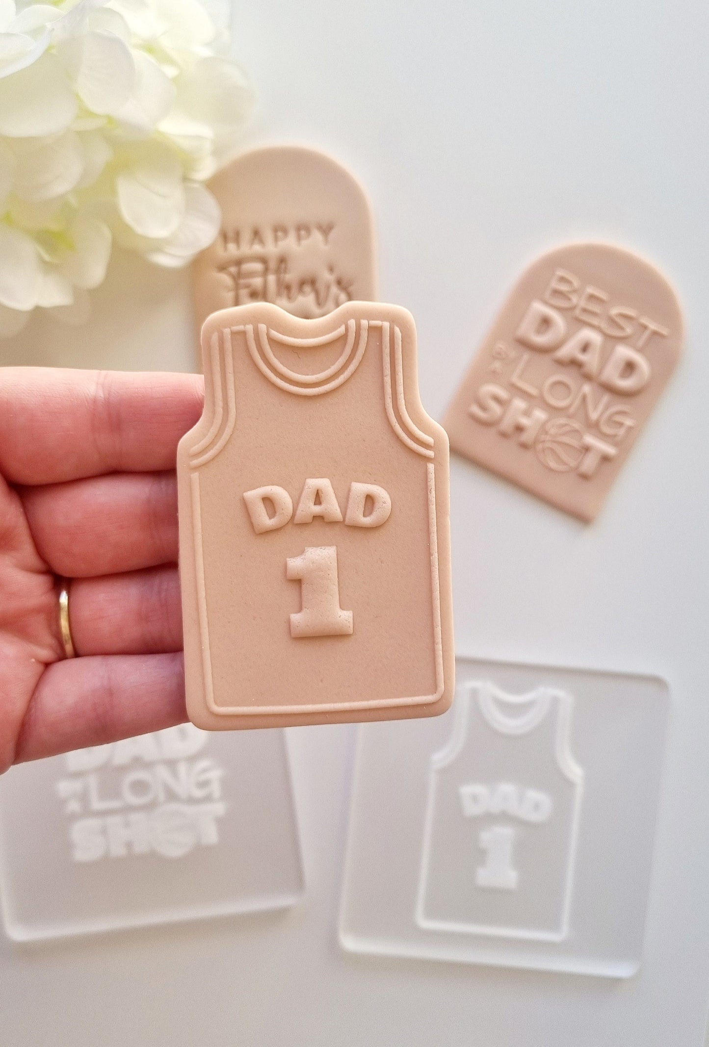 pattern cookie stamp cookie cutter baker bake baking cute beautiful design embosser debosser decorate fondant Perth Australia stampandimpress stamp & impress happy fathers day dad daddy father baller best dad by a long shot number 1 no 1 love jersey