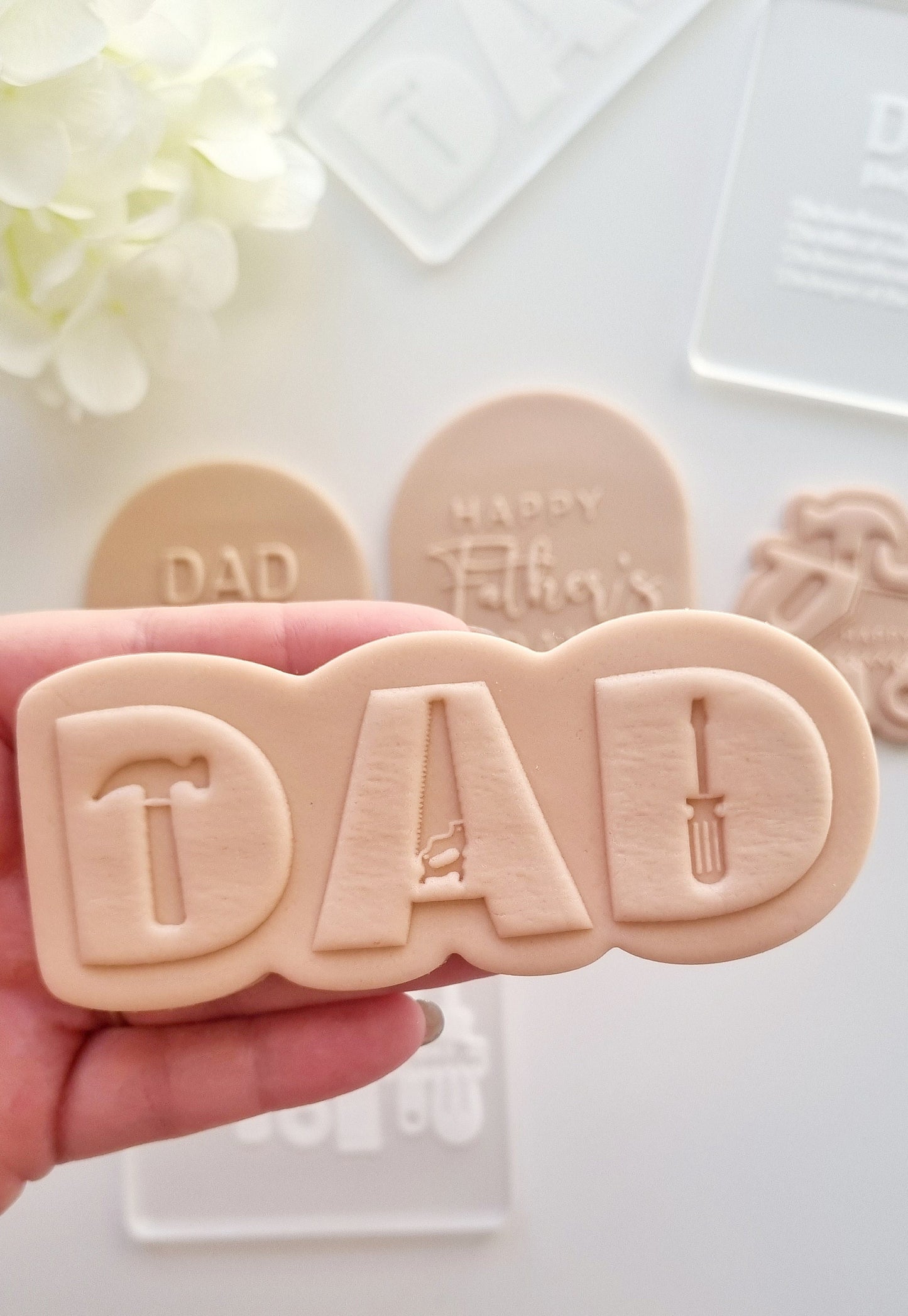 pattern cookie stamp cookie cutter baker bake baking cute beautiful design embosser debosser decorate fondant Perth Australia custom stampandimpress stamp & impress happy fathers day dad daddy father tools toolbox saw hammer handyman handy screw