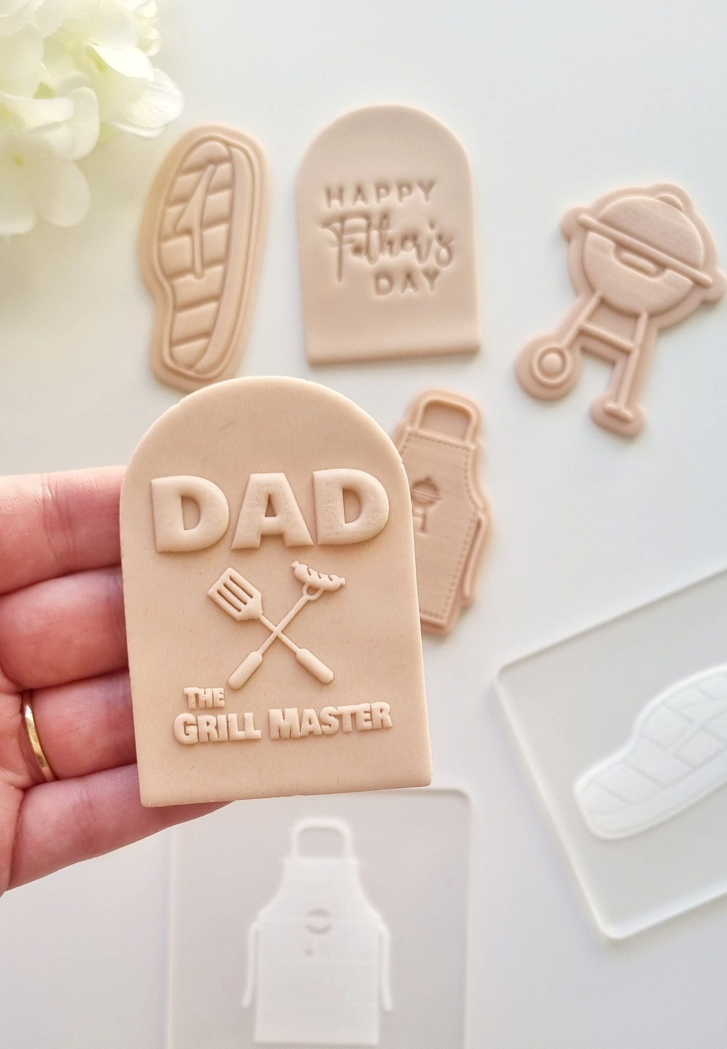 pattern cookie stamp cookie cutter design embosser debosser decorate fondant Perth Australia stampandimpress stamp & impress happy fathers day dad daddy father best grill master bbq barbeque barbecue apron webber steak meat tongs cook love