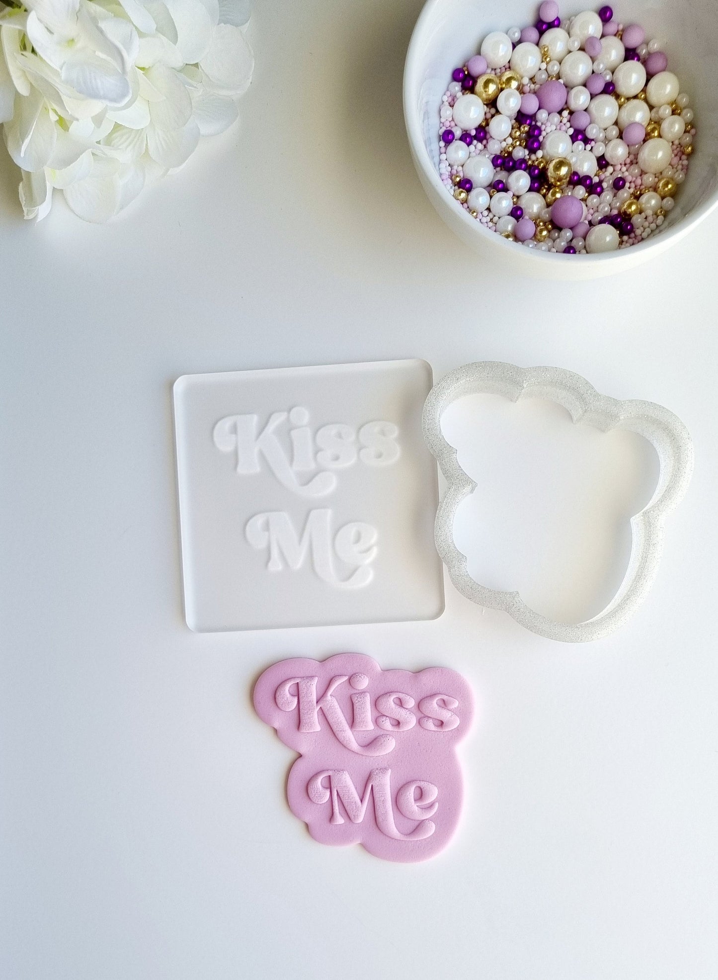 Kiss Me Raised Cookie Stamp/Fondant Debosser & Cutter