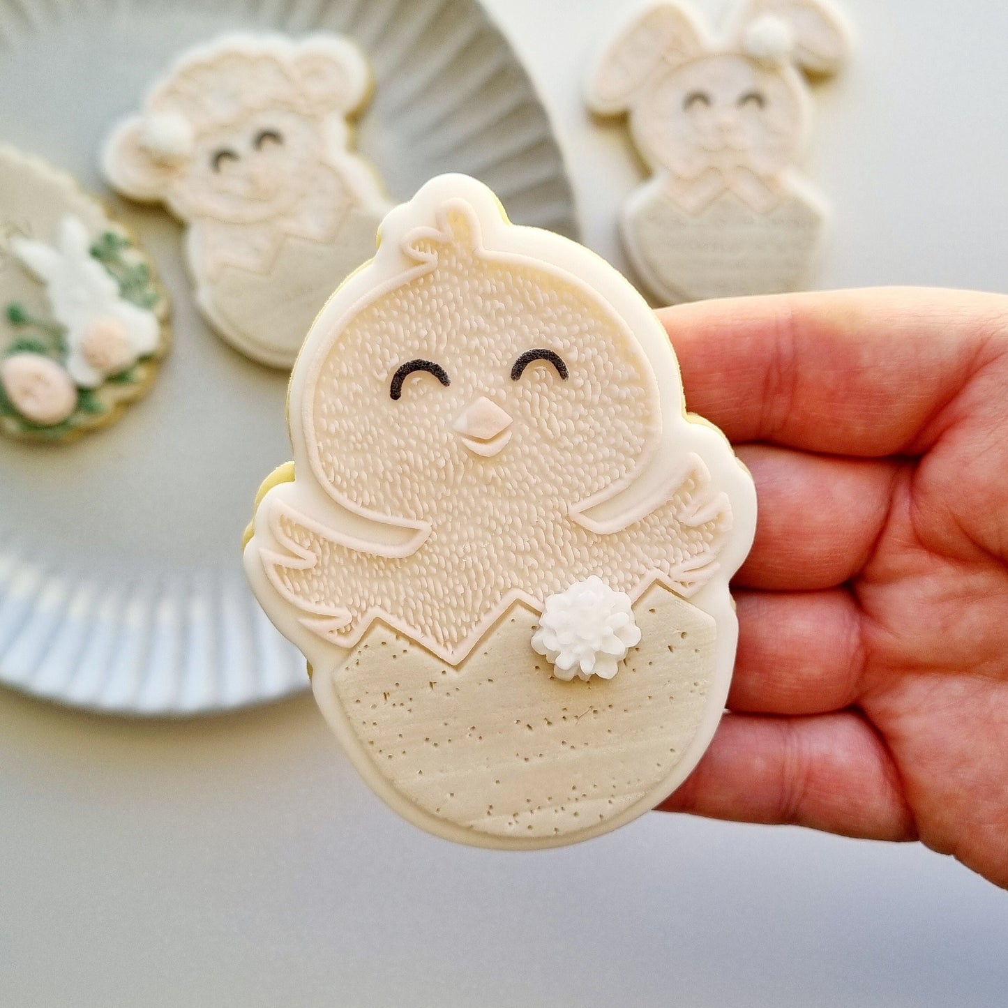 stamp and impress stamp & impress cookie cutter easter egg bunny rabbit carrot spring bloom flower lace tail chick egg lamb plaque mini eggs nest bird bird's garden floral wavy happy easter impression raised fondant