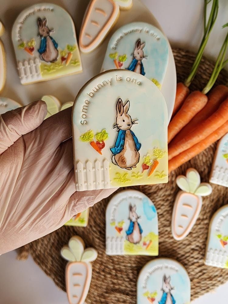 Curved Some Bunny is One Impression Cookie Stamp/Embosser