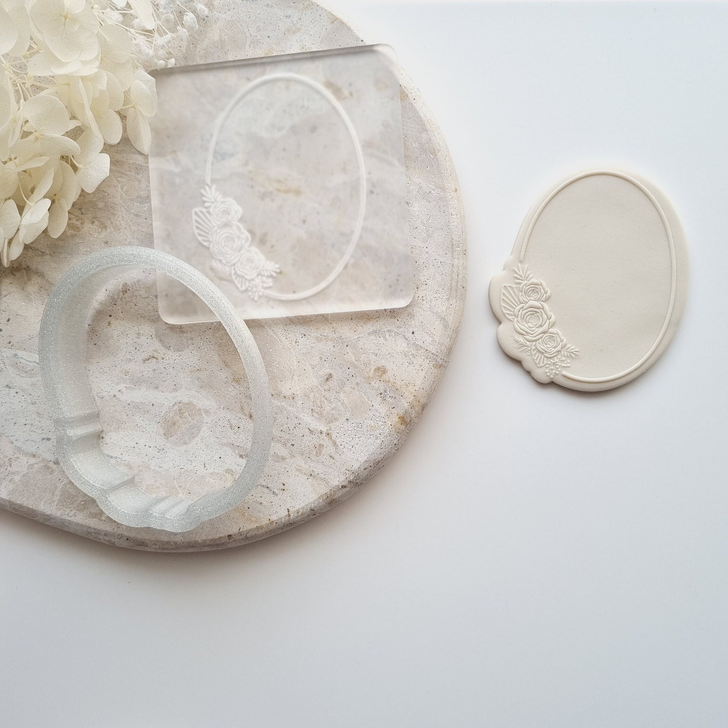 Oval Floral Border Cookie Stamp/Fondant Debosser & Cutter