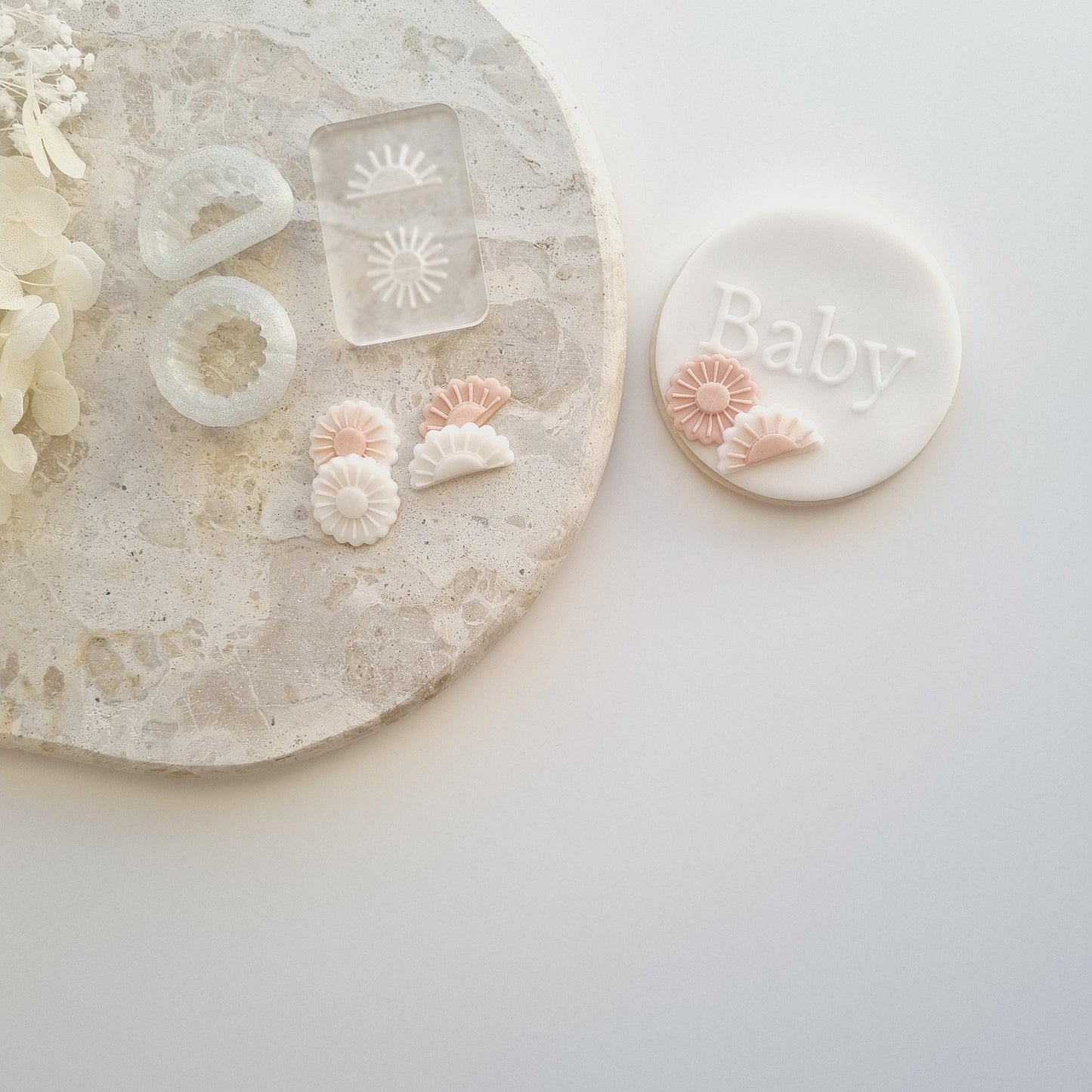 mini sun sunshine cookie stamp cookie cutter stampandimpress baby shower sun theme fondant debosser