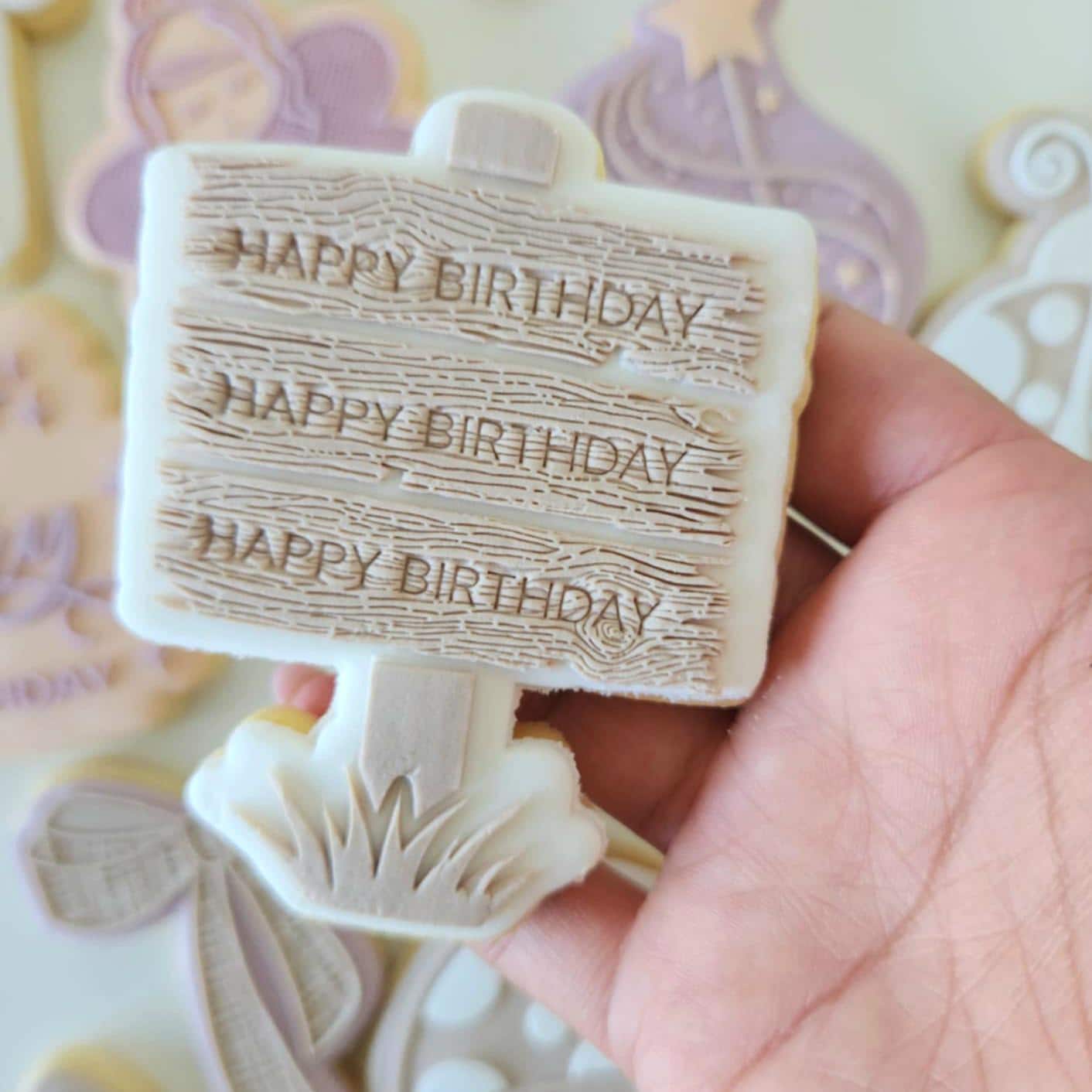 Wooden Sign Raised Cookie Stamp/Fondant Debosser & Cutter
