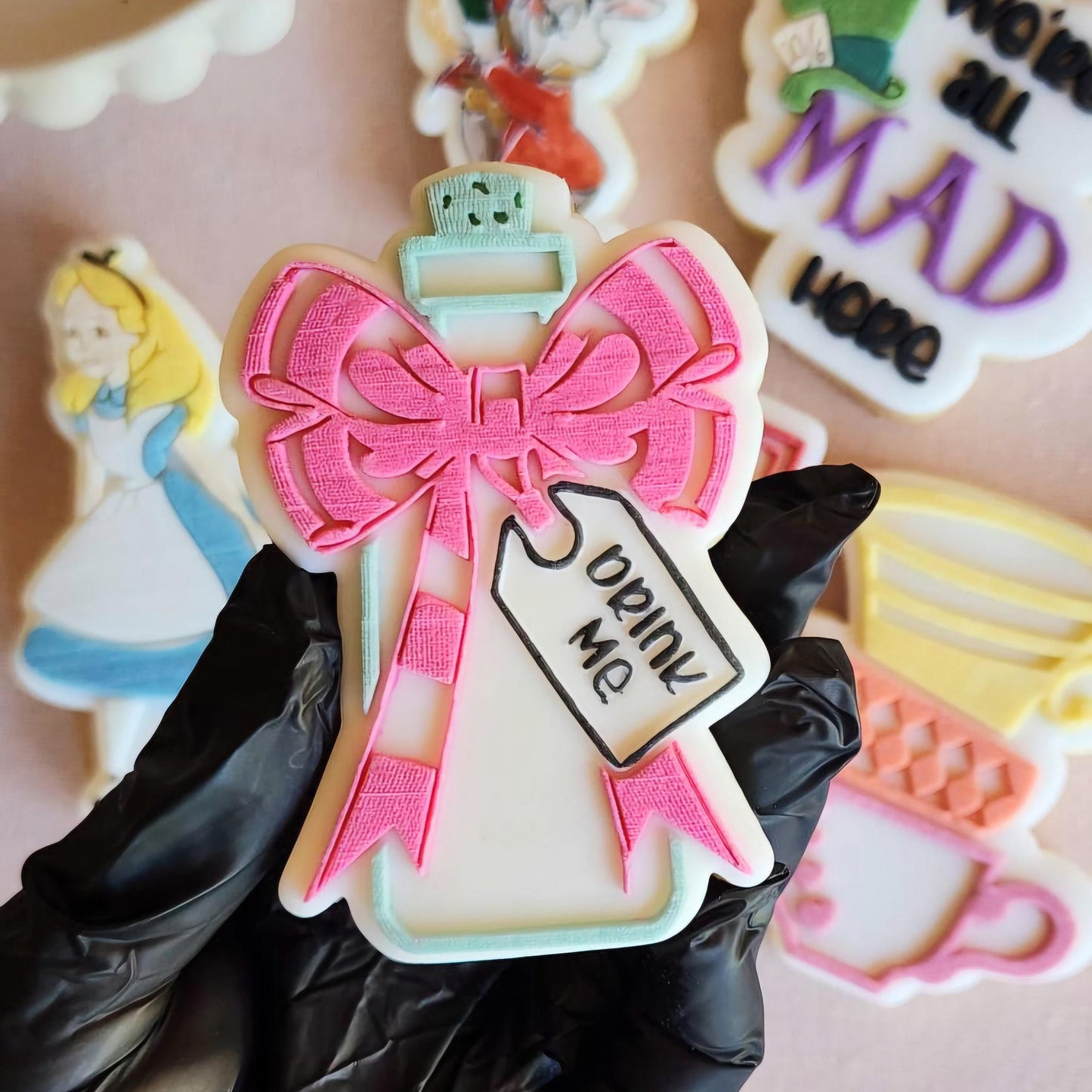 heart playing cards ace queen of hearts alice in wonderland white rabbit im late clock watch teacup stack afternoon tea party cheshire cat we're all mad here mad hatter eat me drink me stamp and impress cookie stamp cookie cutter stamp & impress
