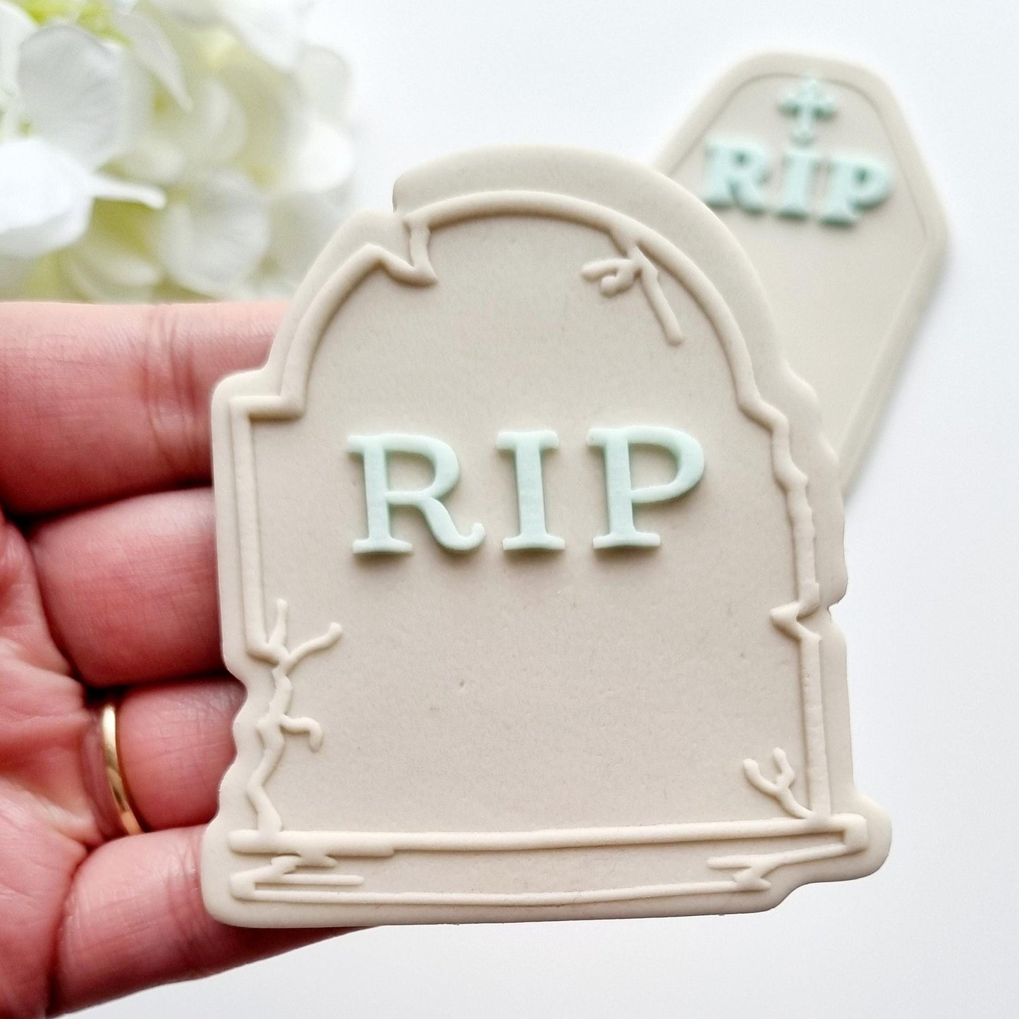 pattern cookie stamp cookie cutter baker bake baking cute beautiful design embosser debosser decorate fondant Perth Australia custom stampandimpress stamp & impress birthday rip R.I.P. 20s 30s happy birthday AF tombstone coffin halloween ghost ghoul