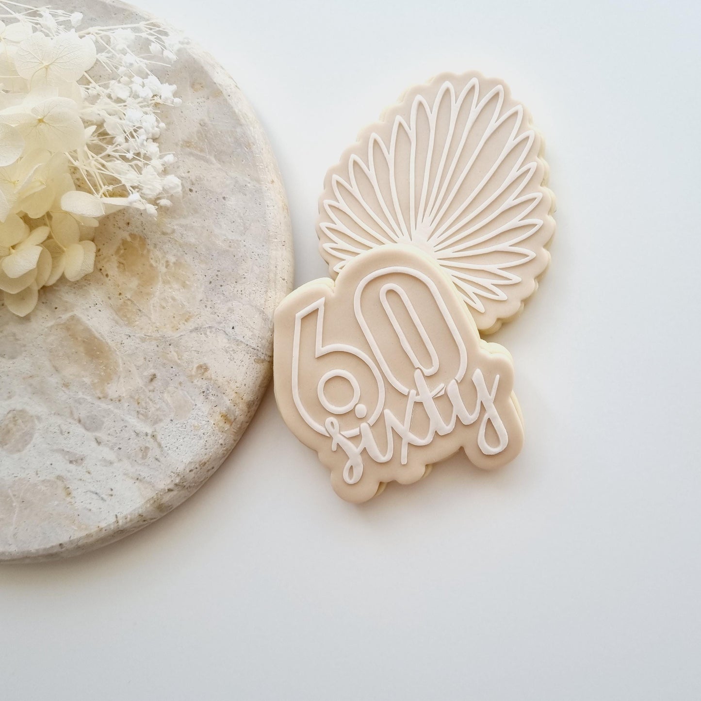 Sixty 60 Raised Cookie Stamp/Fondant Debosser & Cutter