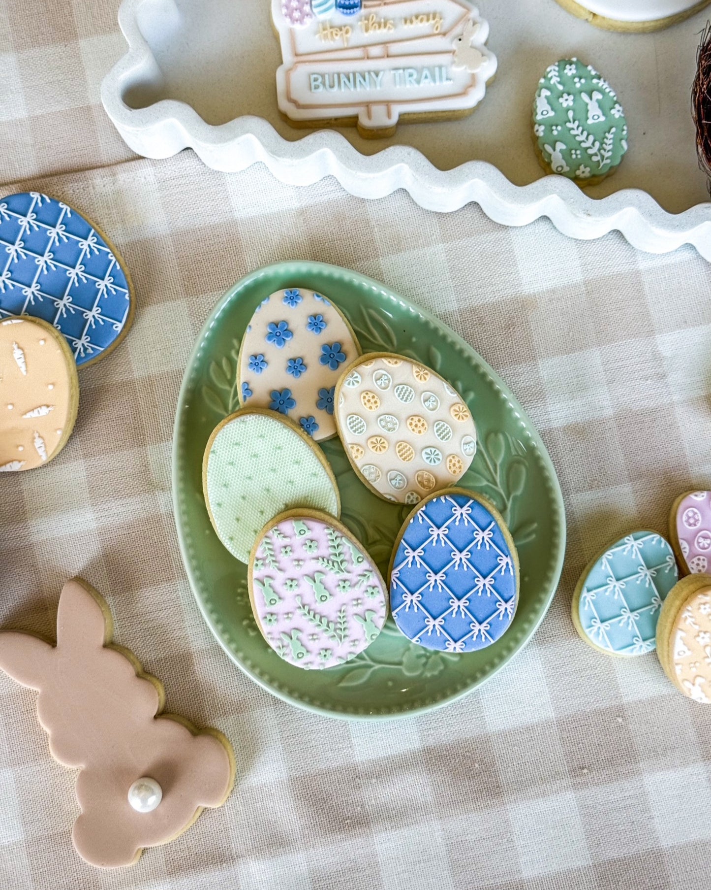 pattern plate eggs bow spring bunny flower daisy diamond stamp and impress cookie stamp cookie cutter