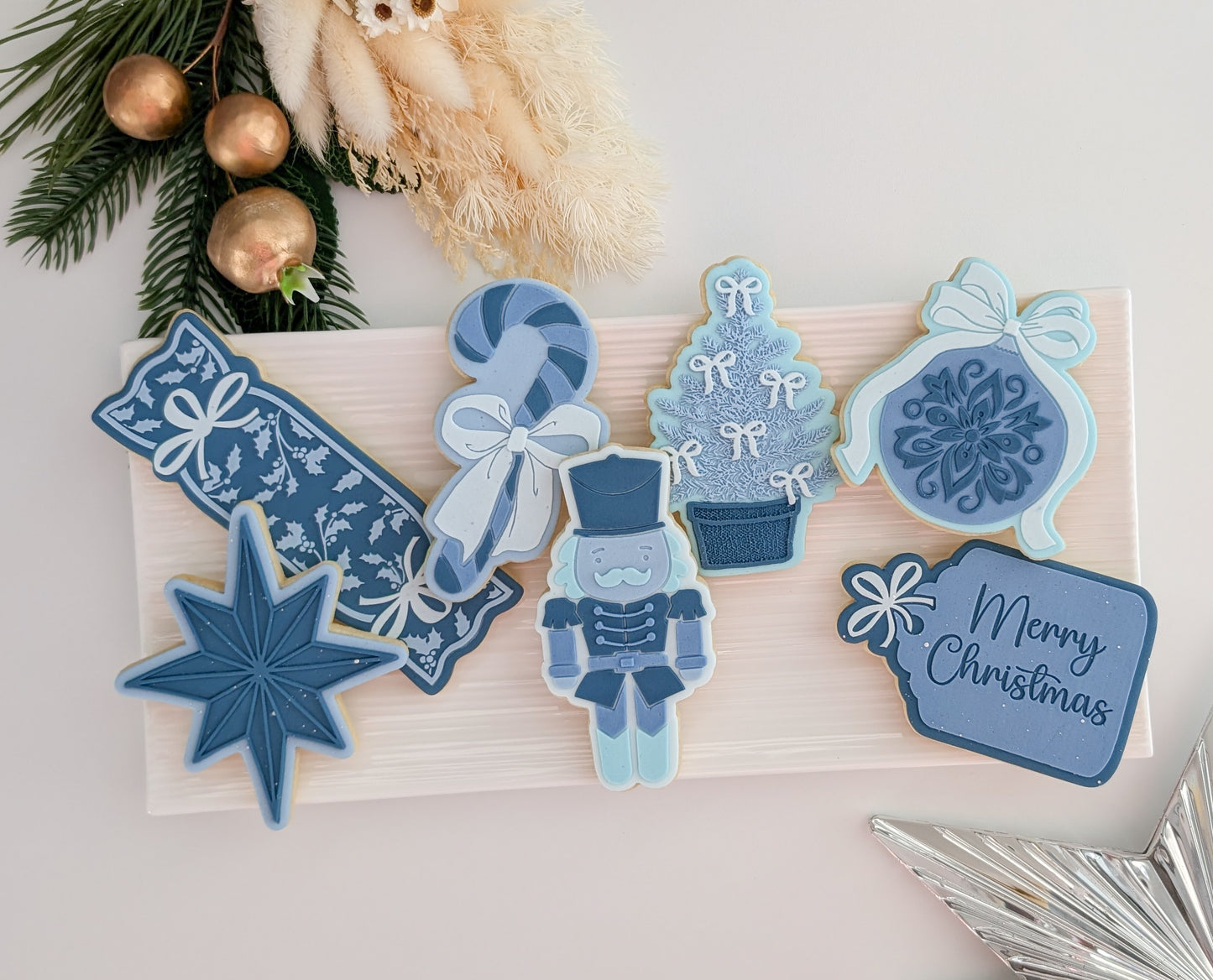 christmas candy cane bon bon bauble gift tag star christmas tree with bows nutcracker cookie stamp cookie cutter stampandimpress