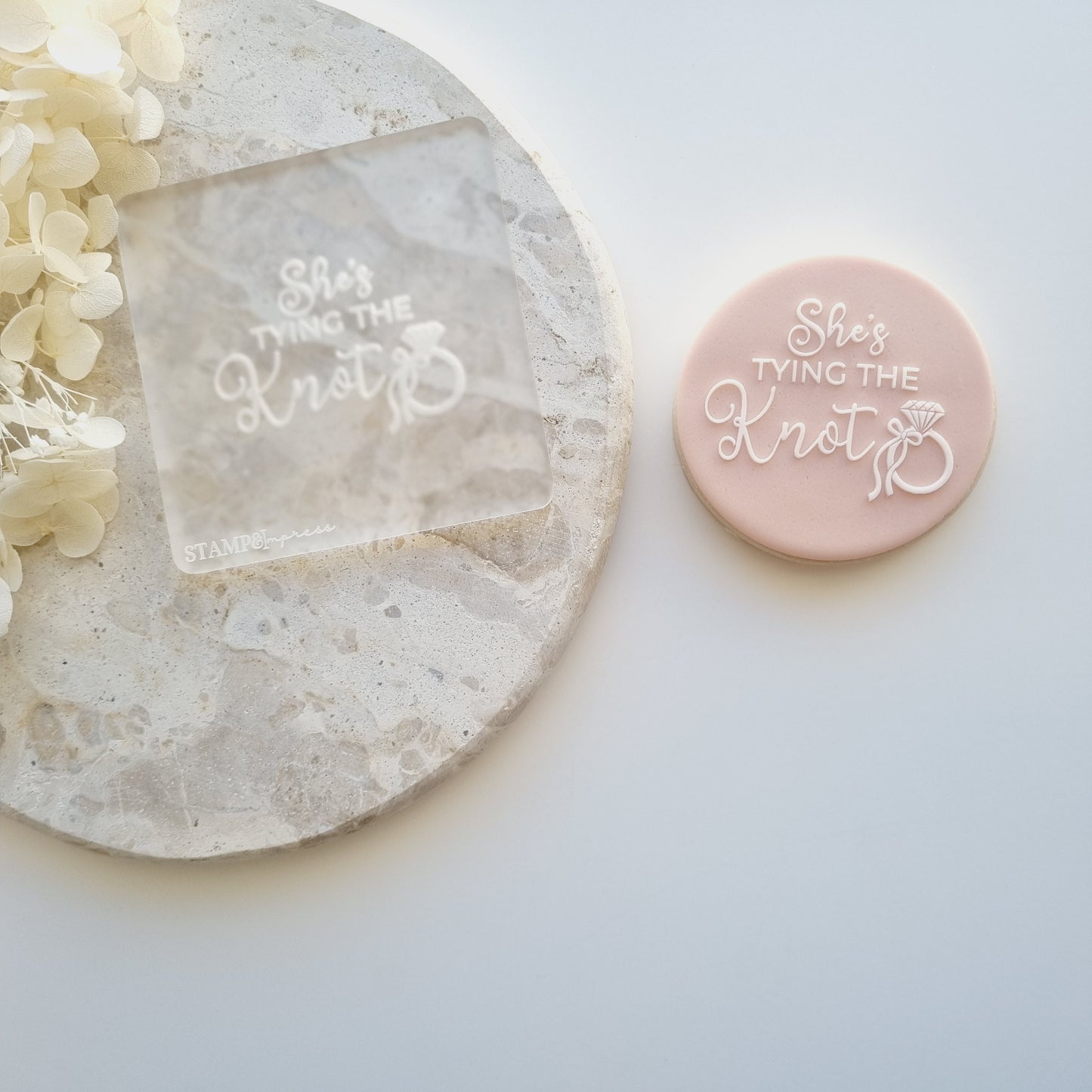 shes tying the knot bow ring wedding hens cookie stamp cookie cutter stampandimpress