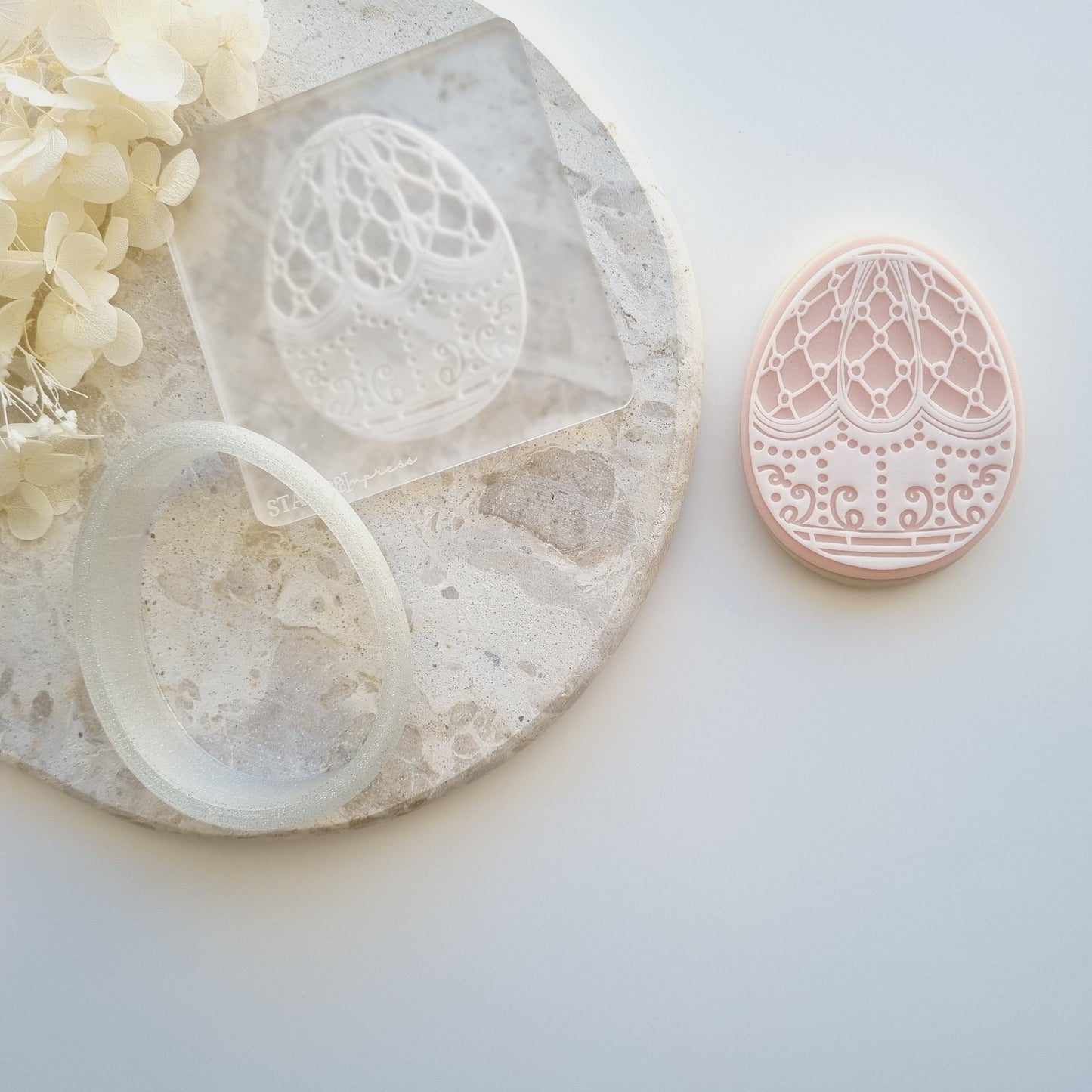 faberge egg fondant cookie stamp easter stampandimpress lace debosser cookie cutter