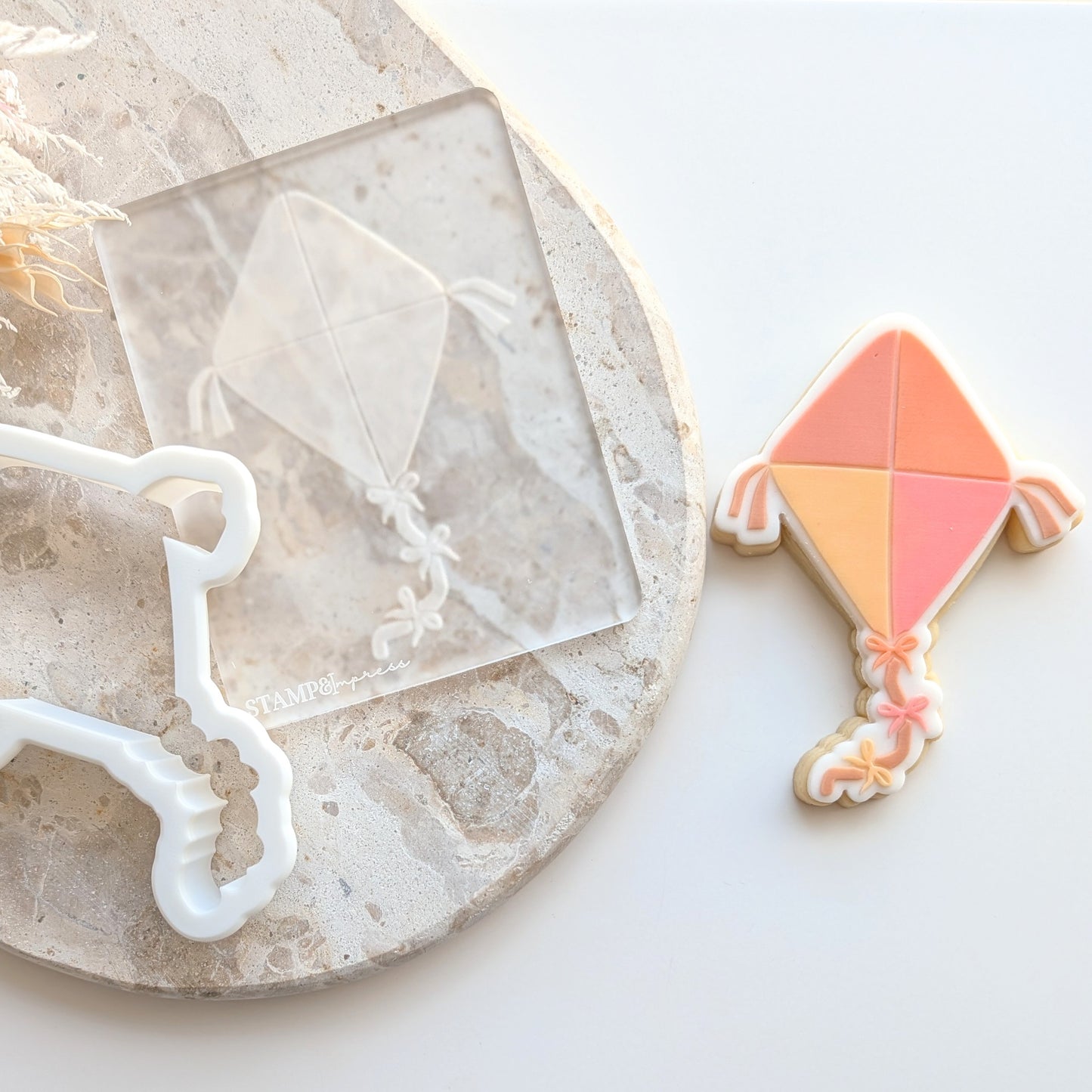 kite with bows cookie stamp cookie cutter fondant kids birthday stampandimpress