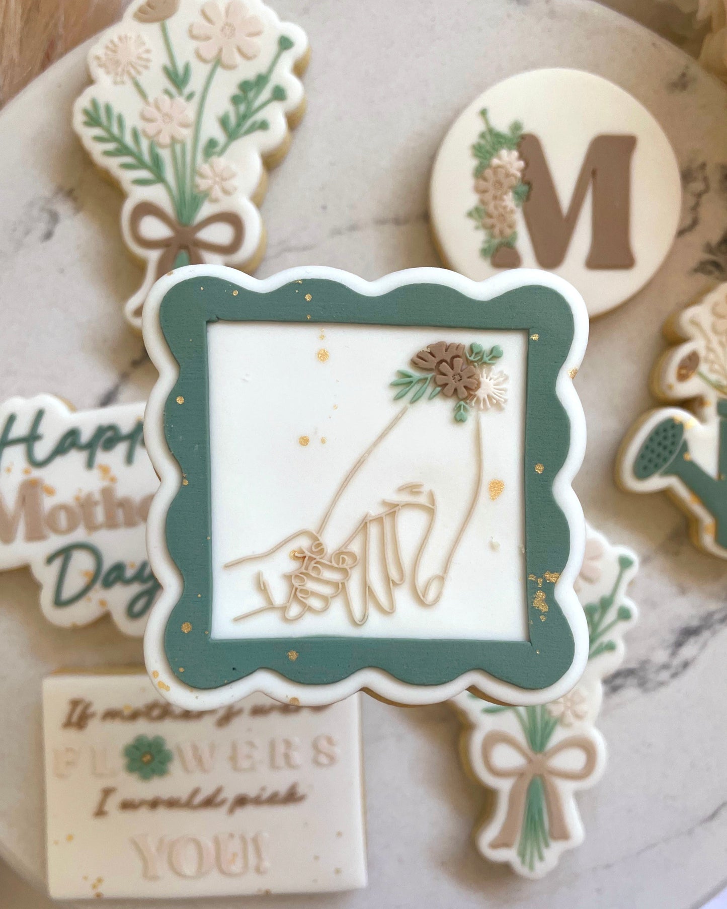 Frame with Wildflower Hands Raised Cookie Stamp/Fondant Debosser & Cutter