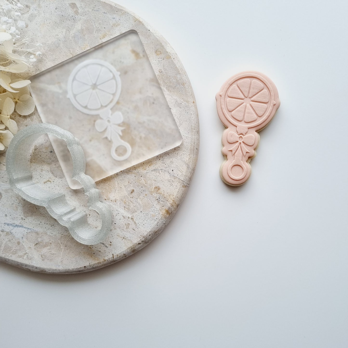 Lemon Rattle (Small Bow) Raised Cookie Stamp/Fondant Debosser & Cutter