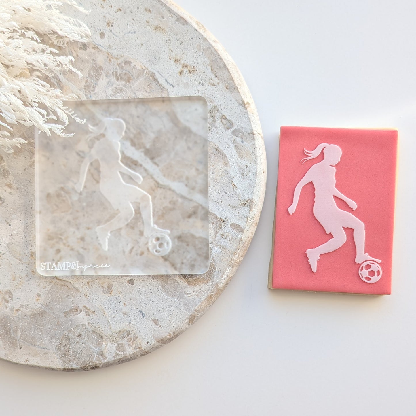 Soccer Woman Silhouette Raised Cookie Stamp/Fondant Debosser