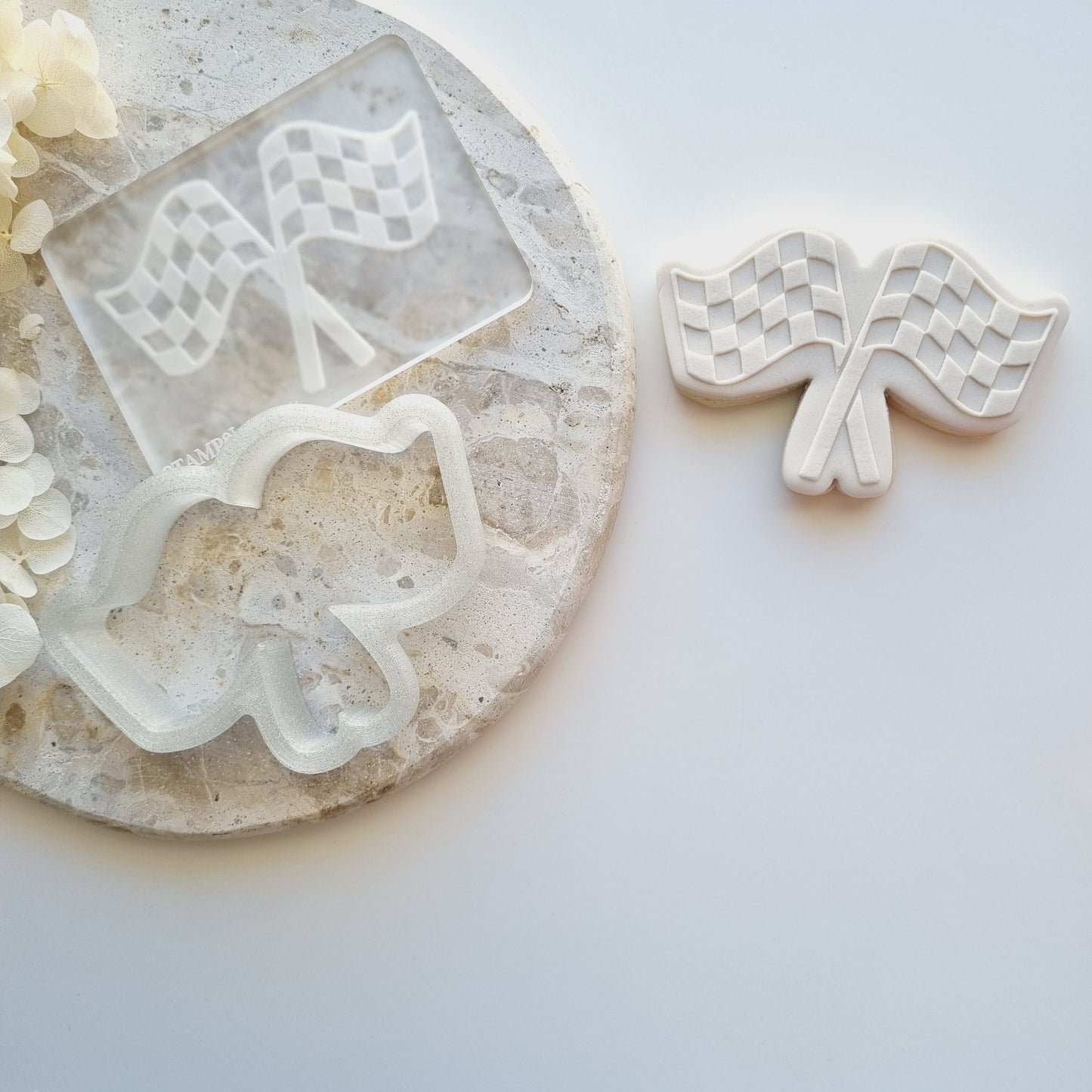 Racing Flags Raised Cookie Stamp/Fondant Debosser & Cutter