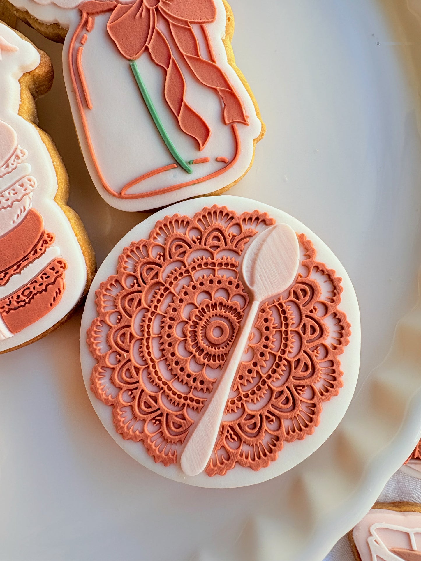 Doily with Teaspoon Raised Cookie Stamp/Fondant Debosser