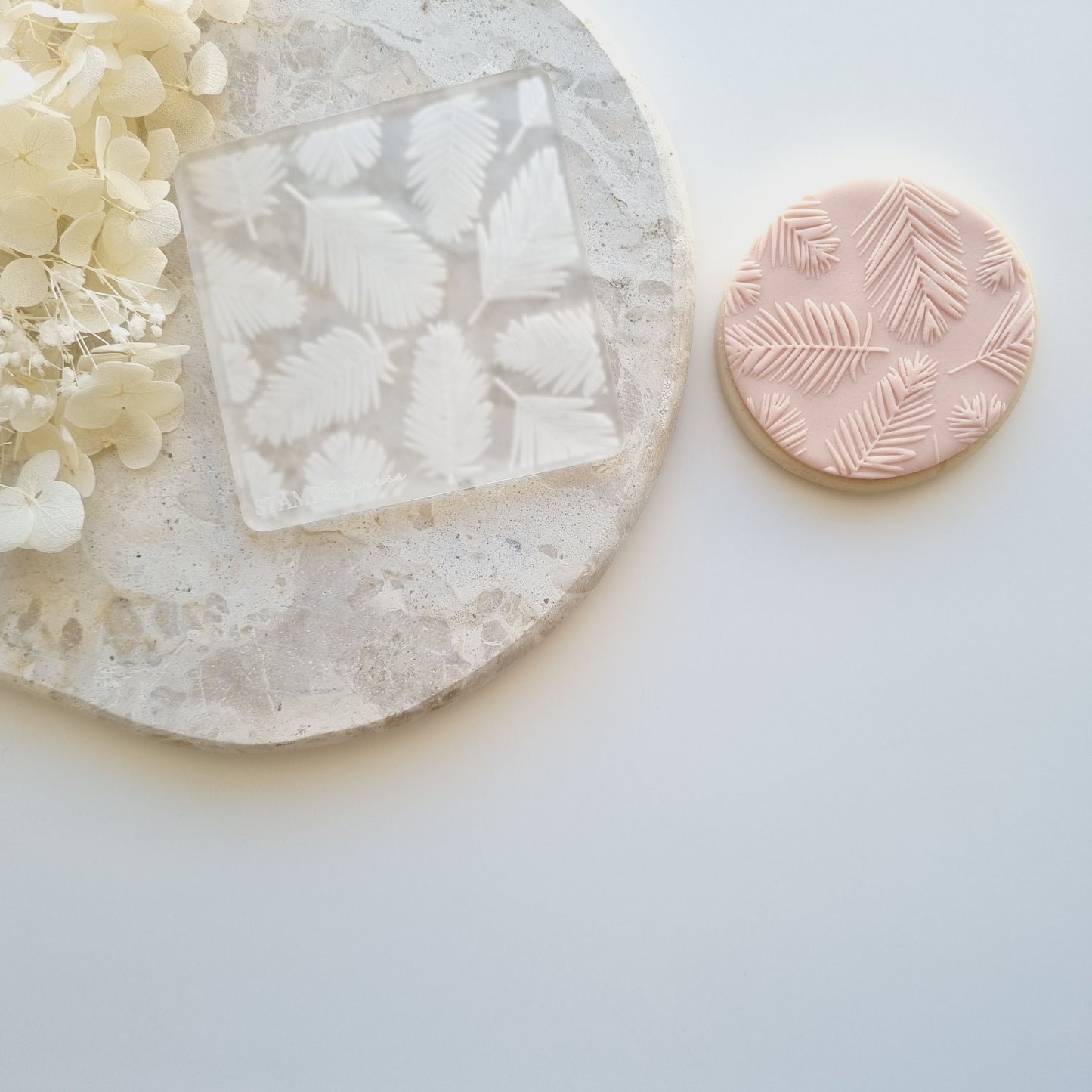 Palm leaves tropical jungle pattern wild Fondant Raised stamp debosser