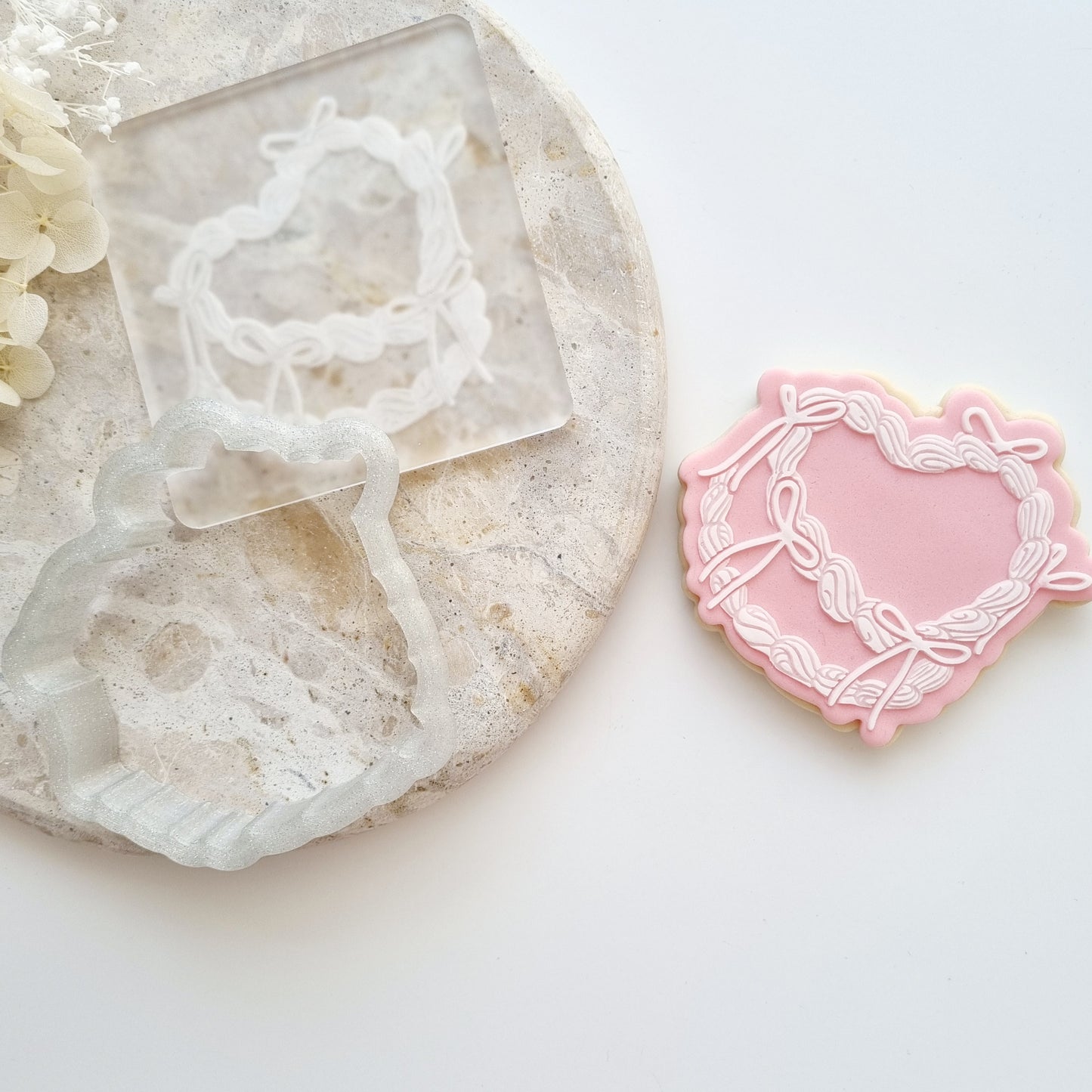 vintage heart cake cookie stamp cookie cutter bows stampandimpress