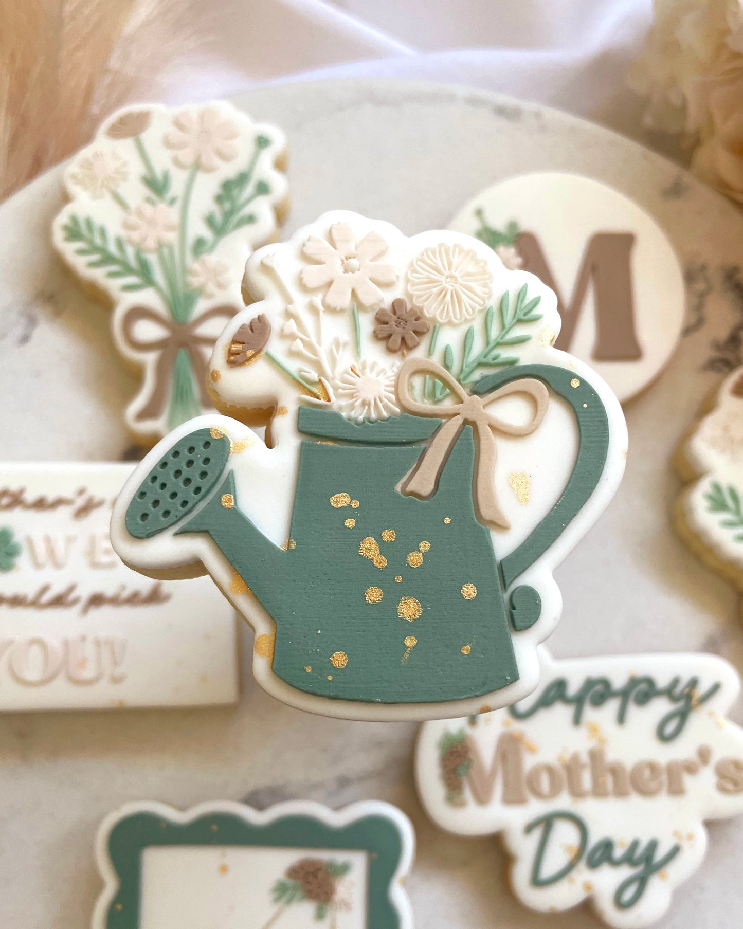 Floral Watering Can Cookie Stamp/Fondant Debosser & Cutter