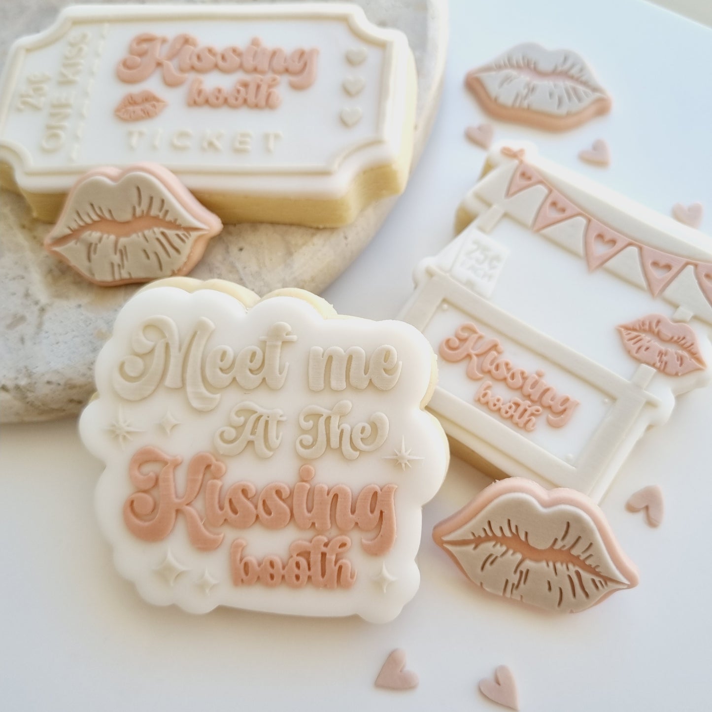 Valentines day kissing booth ticket kiss me lips meet me at the kissing booth cookie stamp cookie cutter stampandimpress