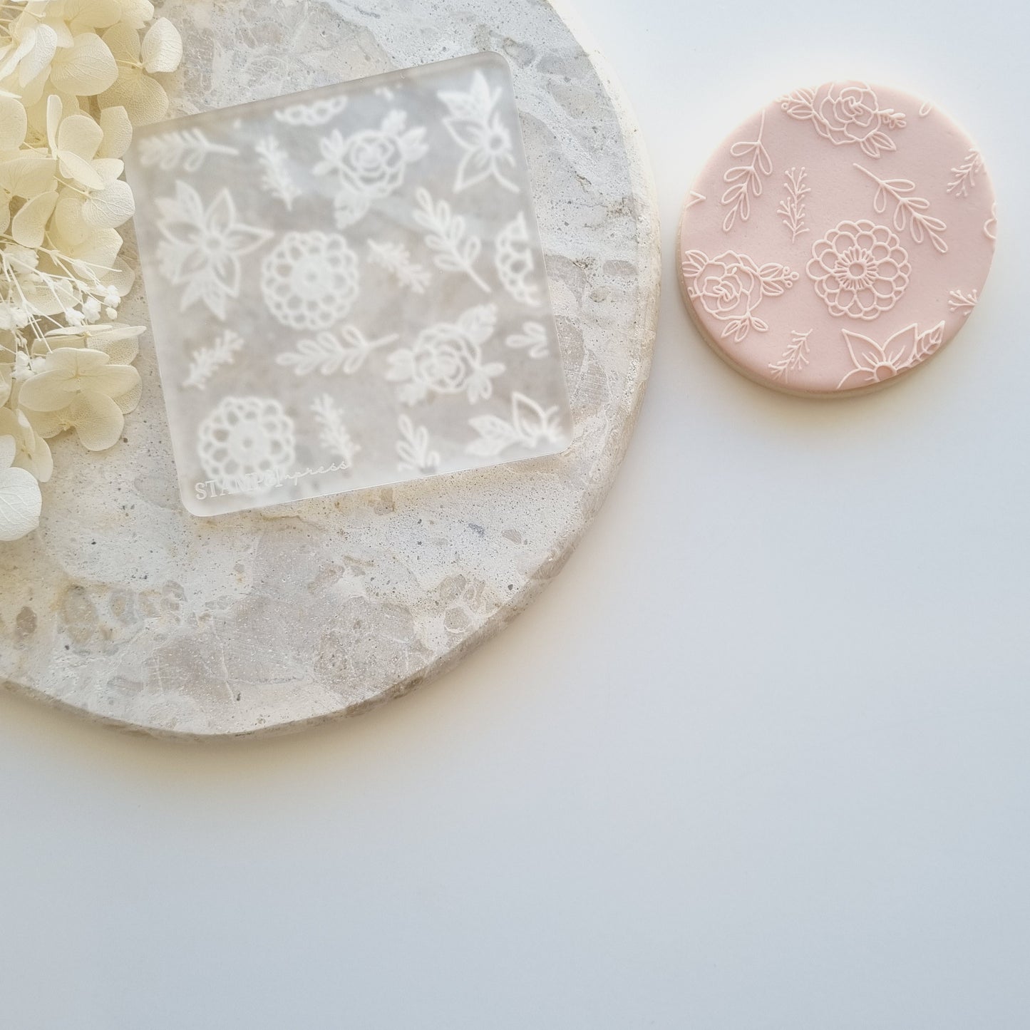 Floral flower texture pattern Fondant raised stamp debosser