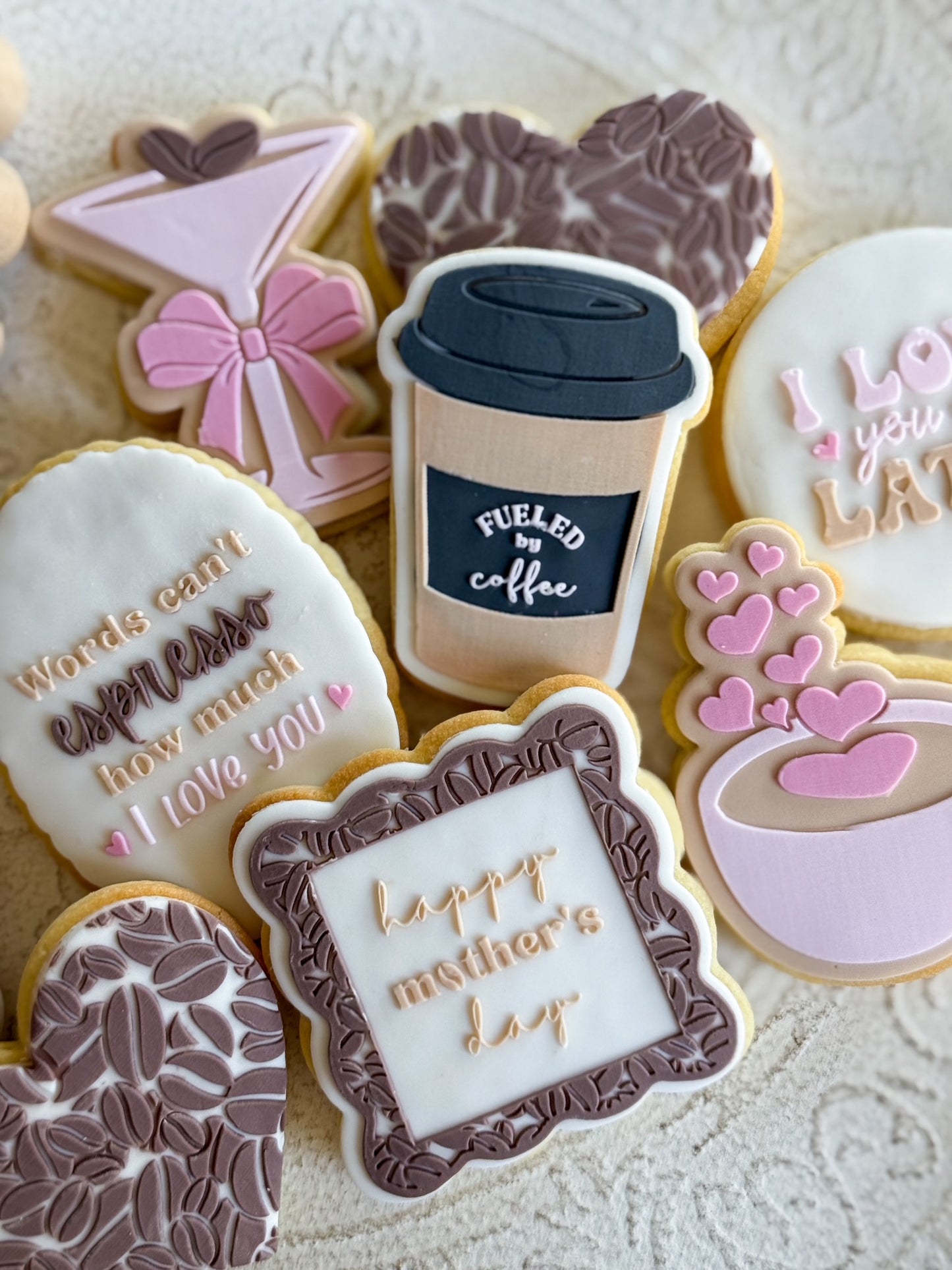 Frame with Coffee Beans - Happy Mother's Day Raised Cookie Stamp/Fondant Debosser & Cutter