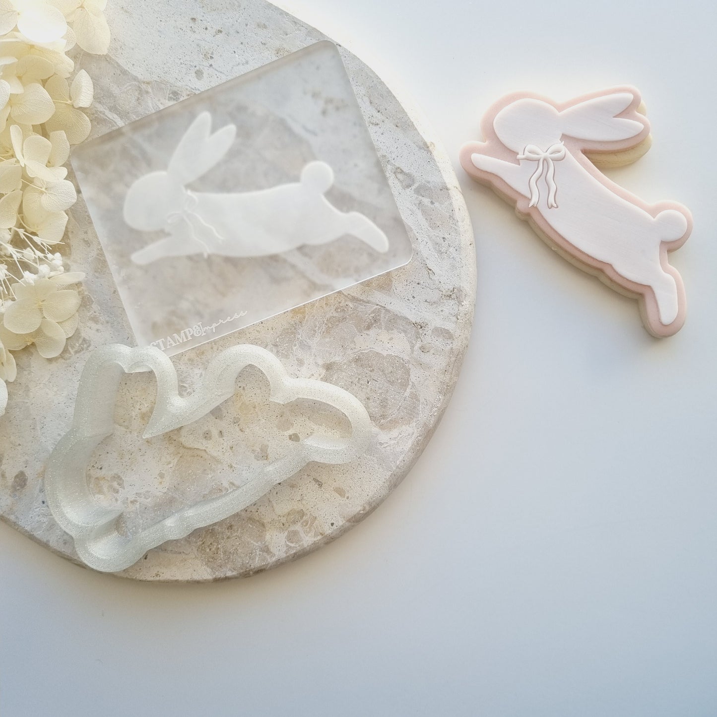 easter bunny bow simple silhouette jumping leaping bunny cookie stamp cookie cutter fondant debosser stampandimpress