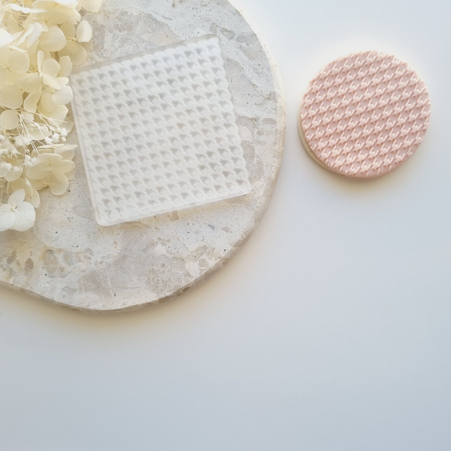Houndstooth pattern texture fathers day fondant cookie stamp debosser Raised