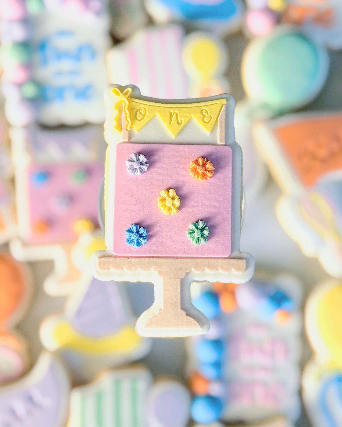 cake one bunting bow cookie stamp cookie cutter stampandimpress fun to be one