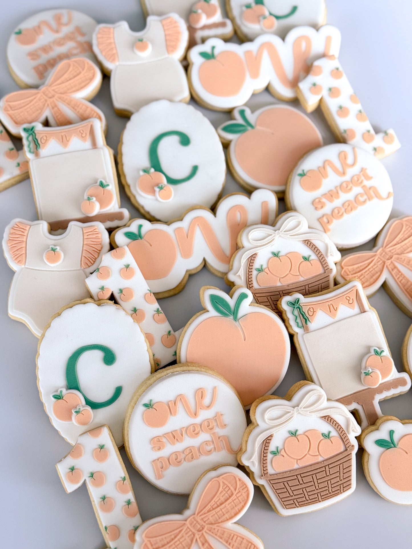 cookie stamps cookie cutters fondant cookies stampandimpress one sweet peach cake tartan bow peach basket peaches