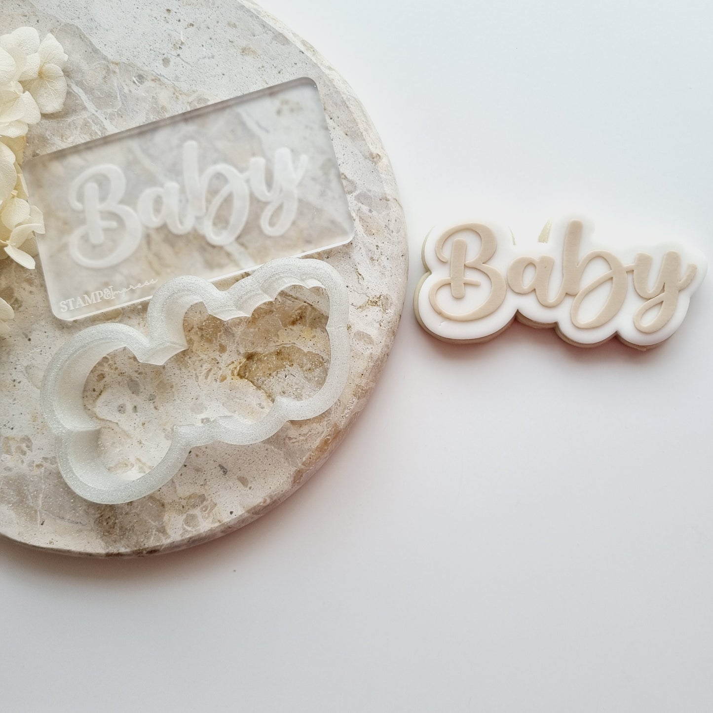 Baby Word Script Raised Cookie Stamp/Fondant Debosser