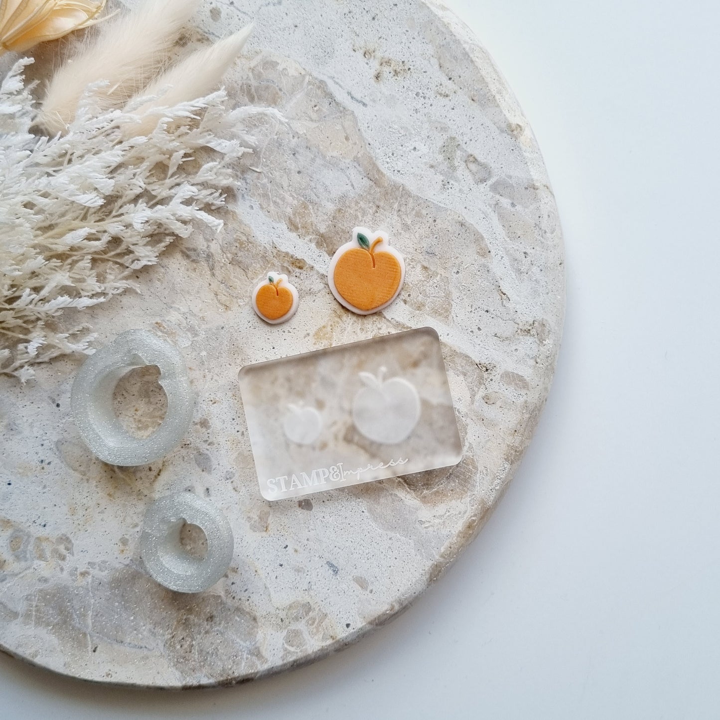 Mini Peach Set Raised Cookie Stamp/Fondant Debosser & Cutters