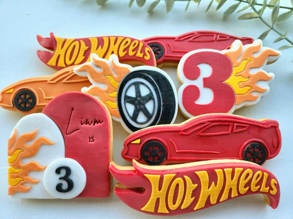 hot wheels sports car flame tyre cookie stamp cookie cutter stampandimpress