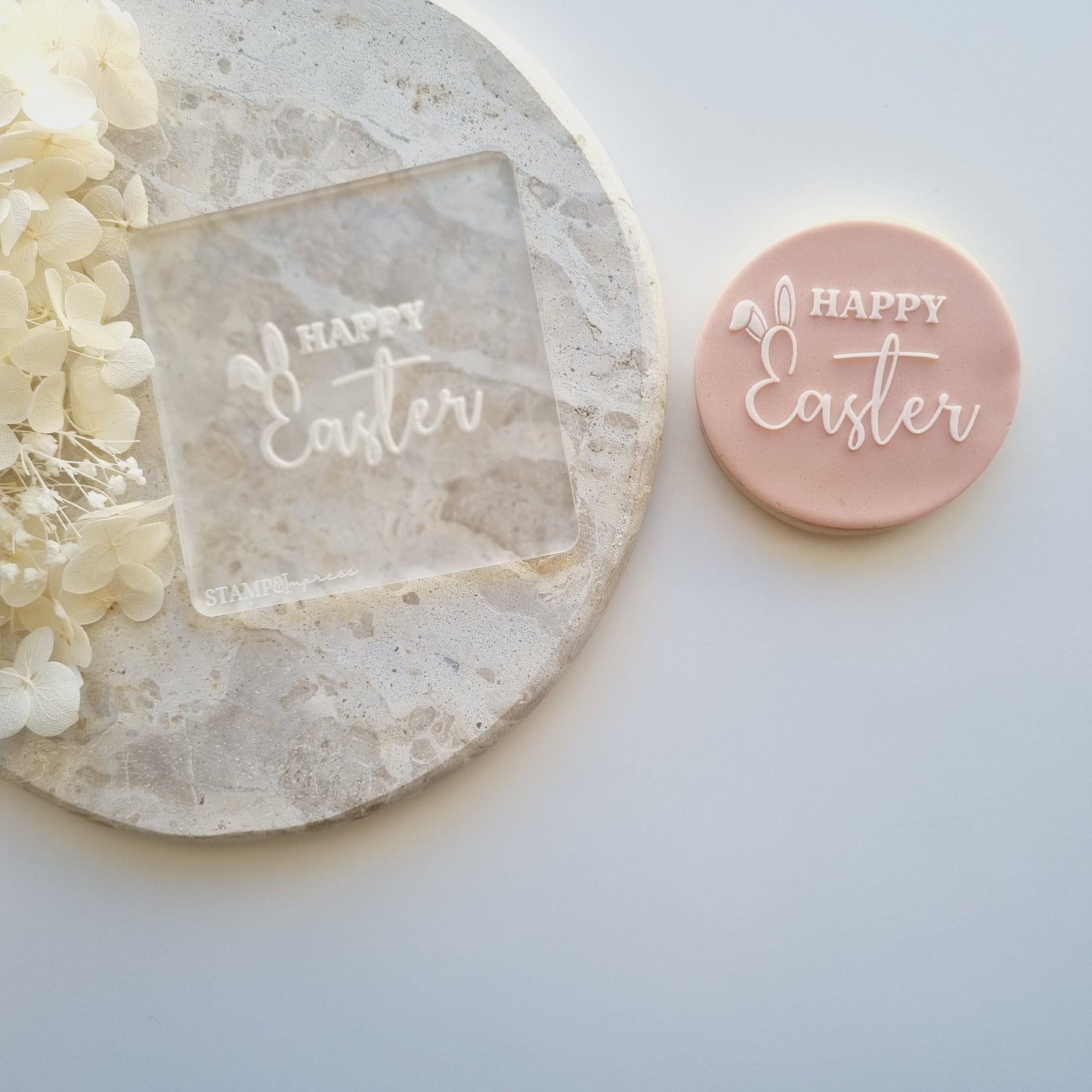 happy easter bunny ears fondant debosser cookie stamp cookie cutter stampandimpress