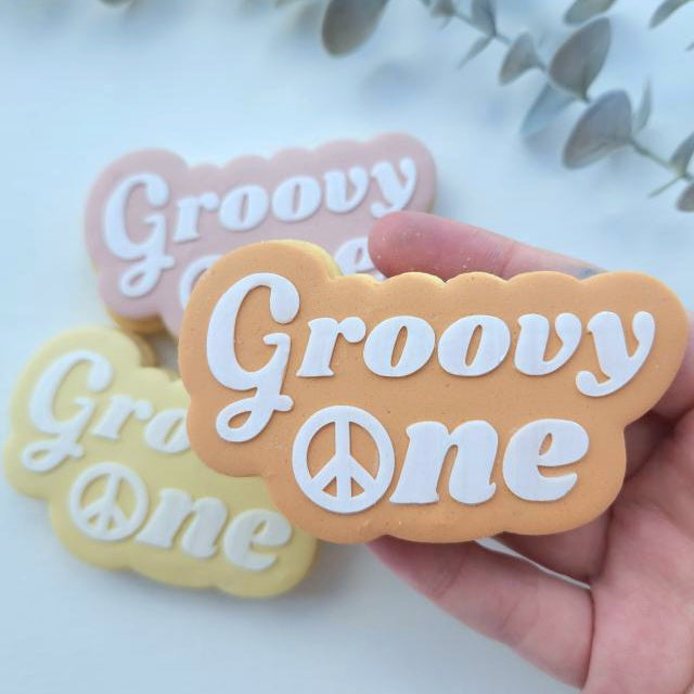 groovy one peace sign cookie stamp cookie cutter stampandimpress