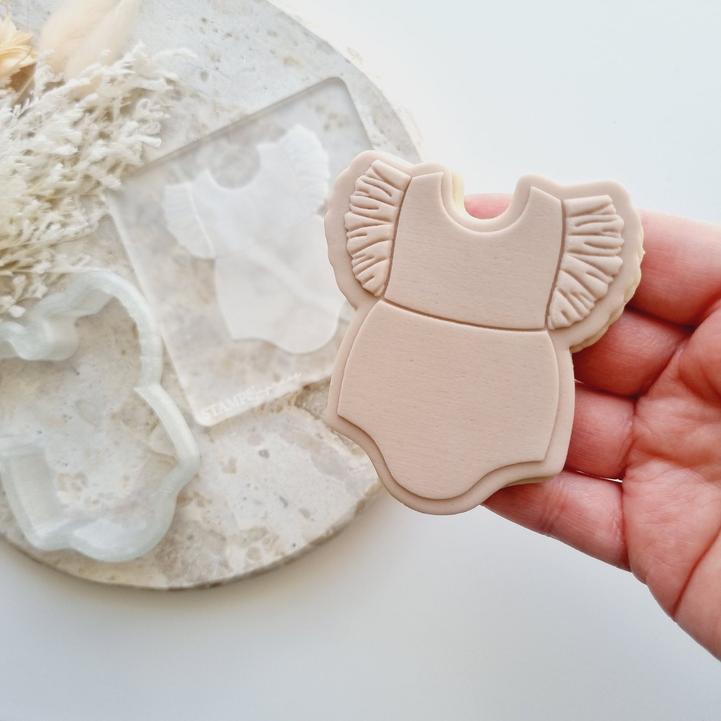 Baby Girl Frilly Onesie Raised Cookie Stamp/Fondant Debosser & Cutter